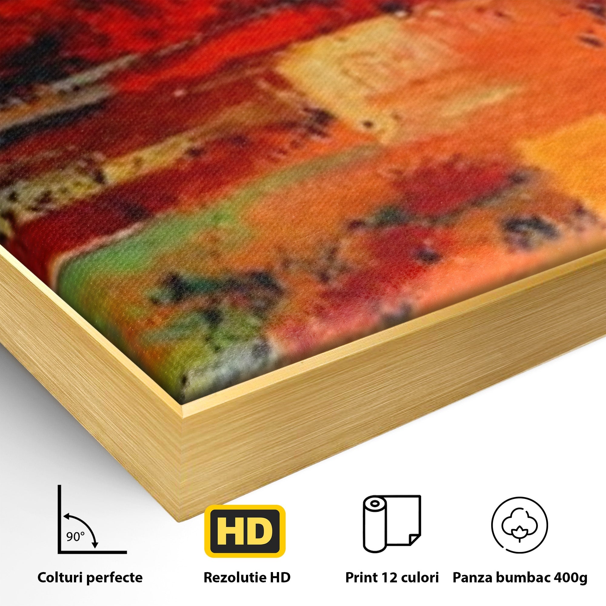 Set 2 Tablouri Canvas Premium LuxCanva® A2-1631, Abstract Red, Living, Cromatic, Decorativ, Dormitor, Culori Vibrante