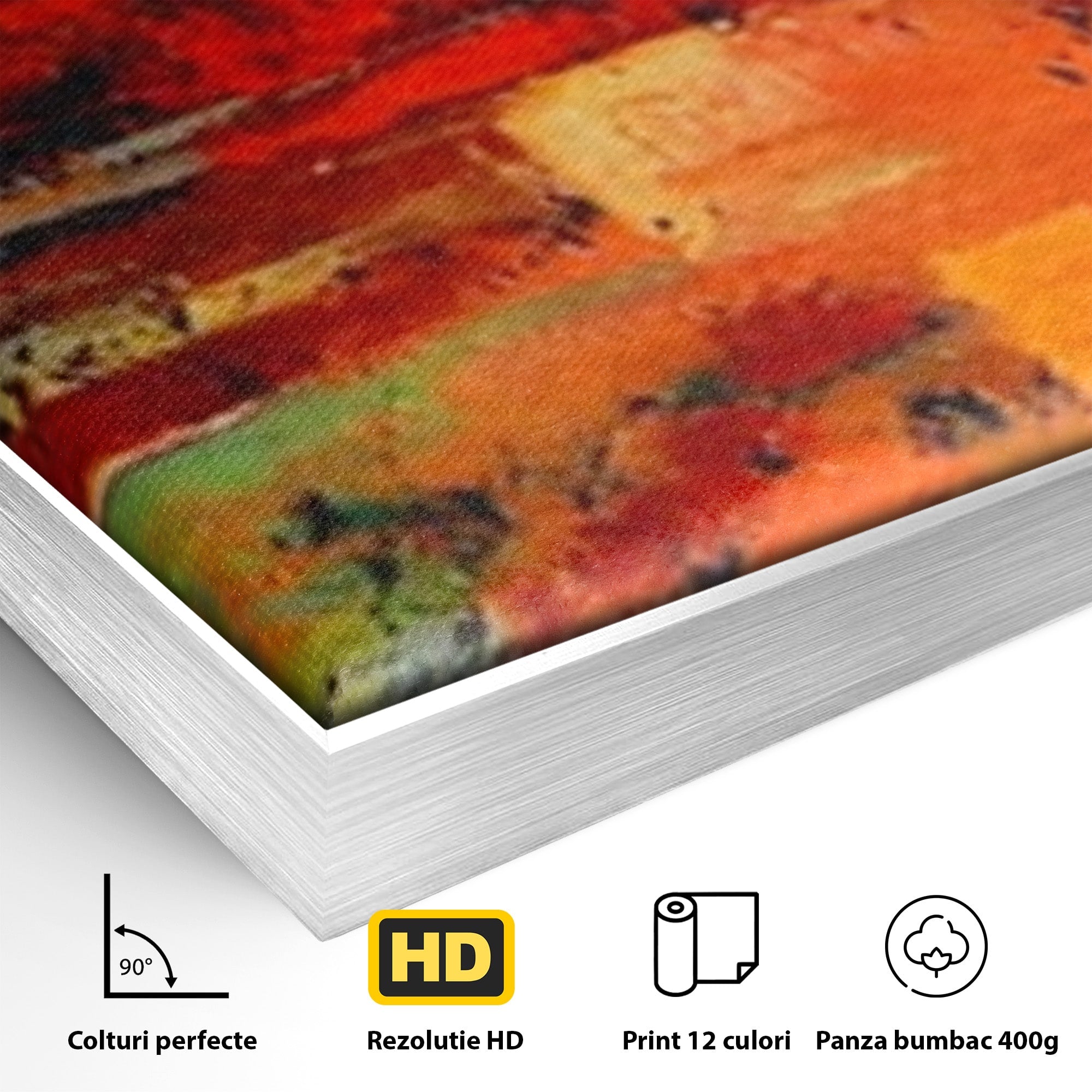 Set 2 Tablouri Canvas Premium LuxCanva® A2-1631, Abstract Red, Living, Cromatic, Decorativ, Dormitor, Culori Vibrante