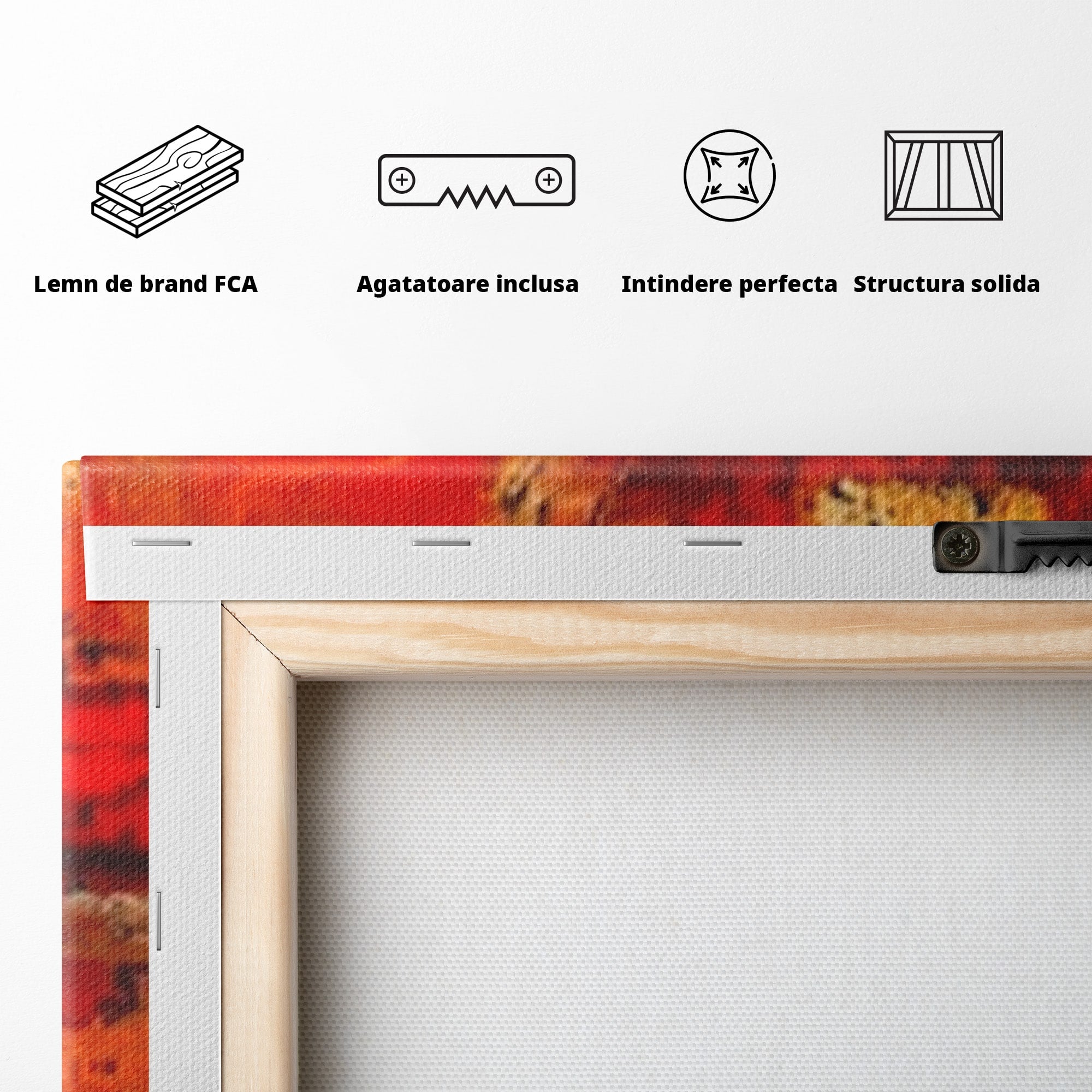 Set 2 Tablouri Canvas Premium LuxCanva® A2-1631, Abstract Red, Living, Cromatic, Decorativ, Dormitor, Culori Vibrante