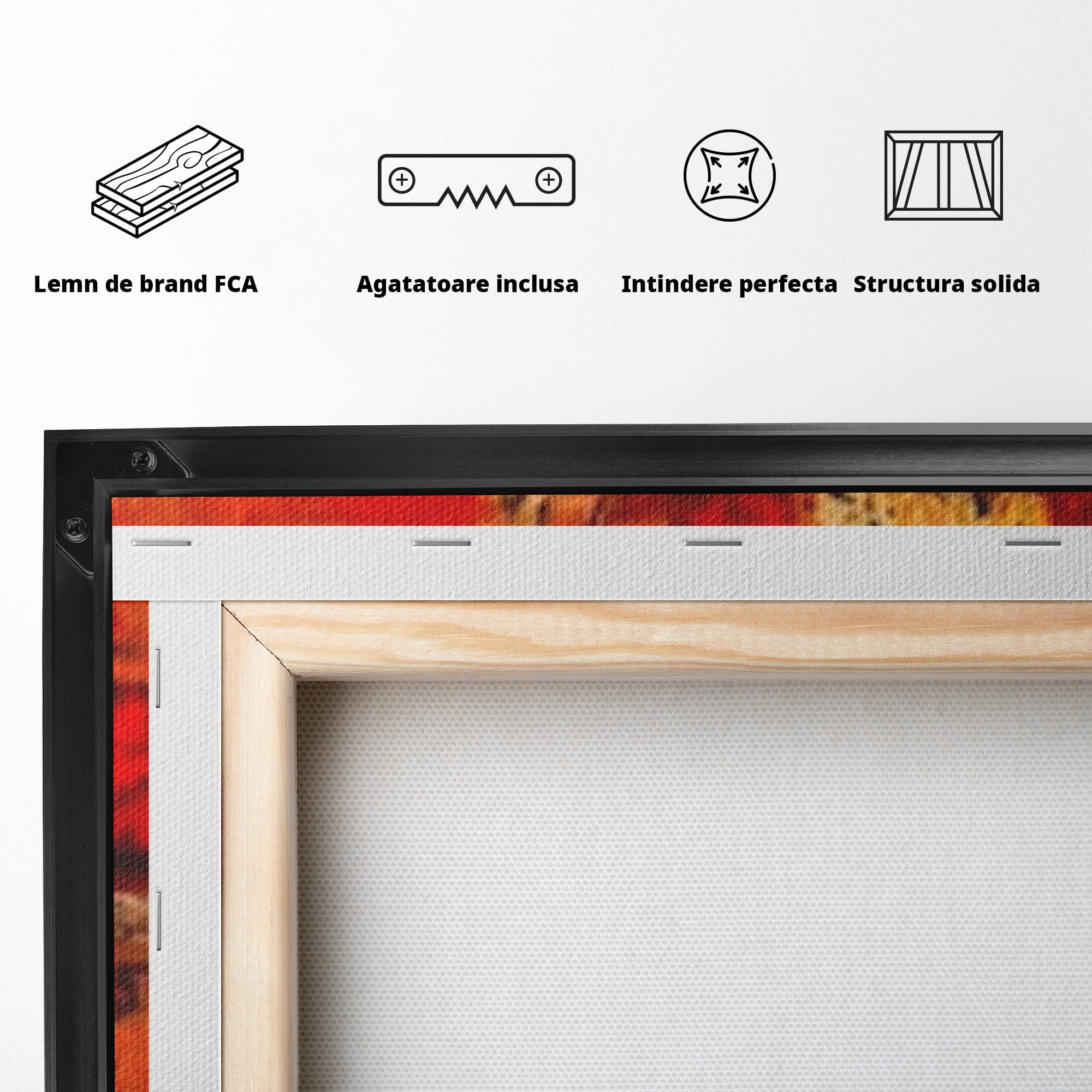 Set 2 Tablouri Canvas Premium LuxCanva® A2-1631, Abstract Red, Living, Cromatic, Decorativ, Dormitor, Culori Vibrante