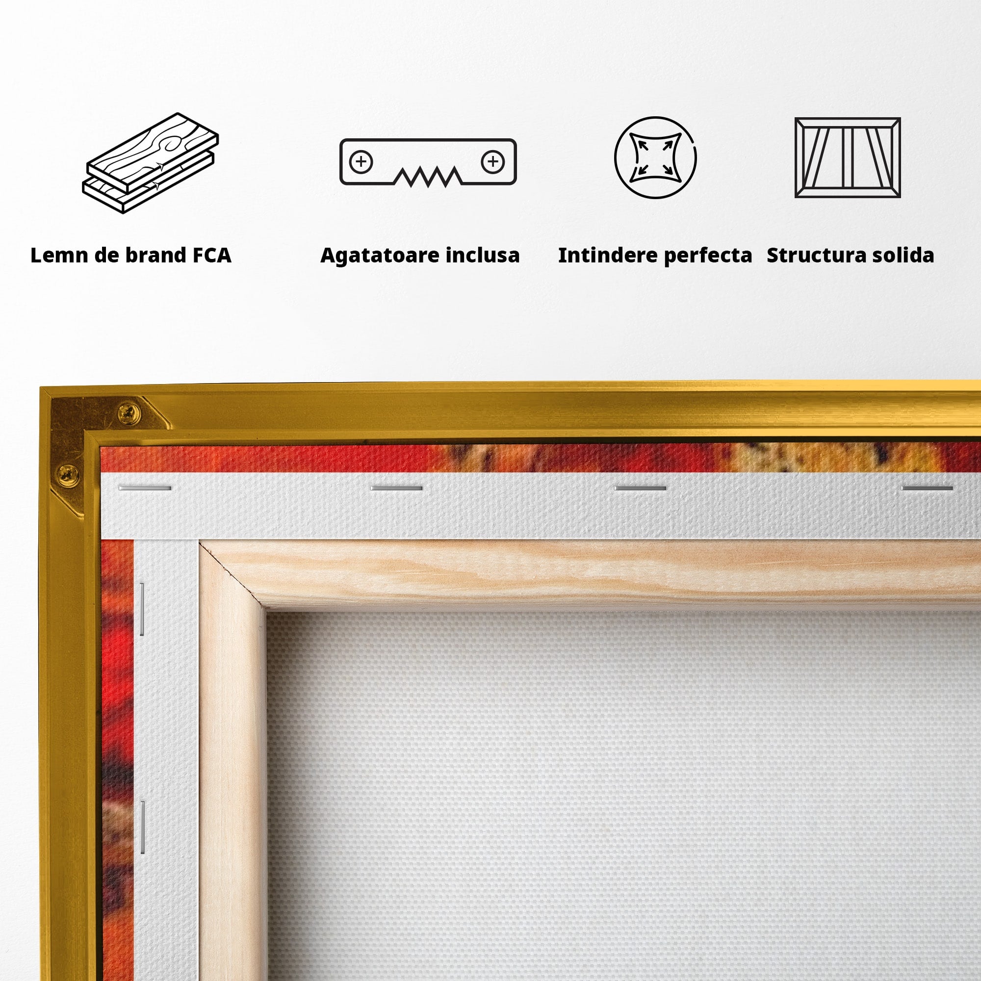 Set 2 Tablouri Canvas Premium LuxCanva® A2-1631, Abstract Red, Living, Cromatic, Decorativ, Dormitor, Culori Vibrante
