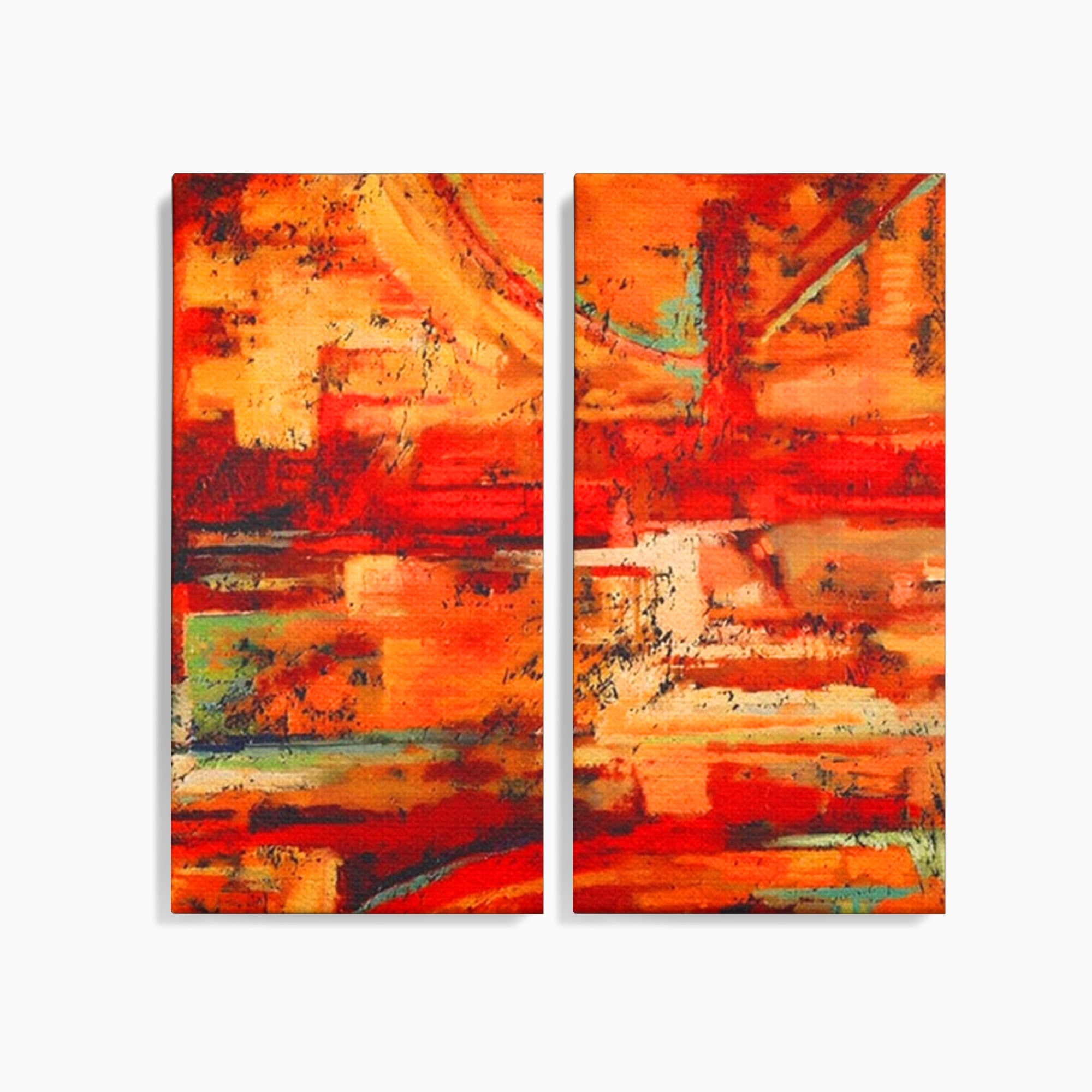 Set 2 Tablouri Canvas Premium LuxCanva® A2-1631, Abstract Red, Living, Cromatic, Decorativ, Dormitor, Culori Vibrante