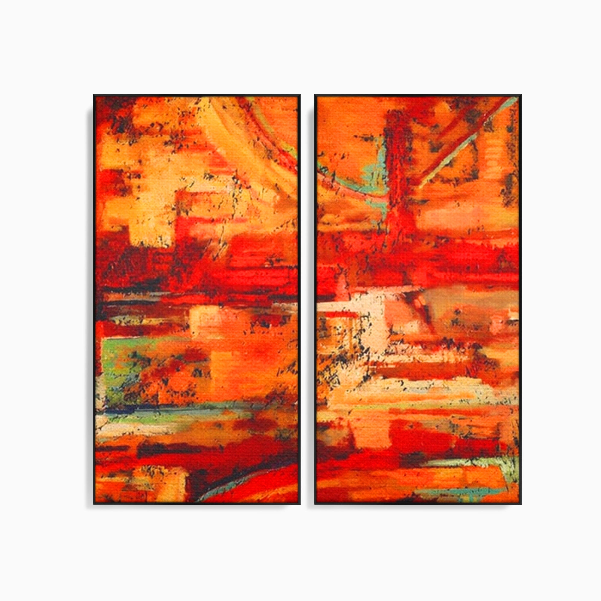 Set 2 Tablouri Canvas Premium LuxCanva® A2-1631, Abstract Red, Living, Cromatic, Decorativ, Dormitor, Culori Vibrante