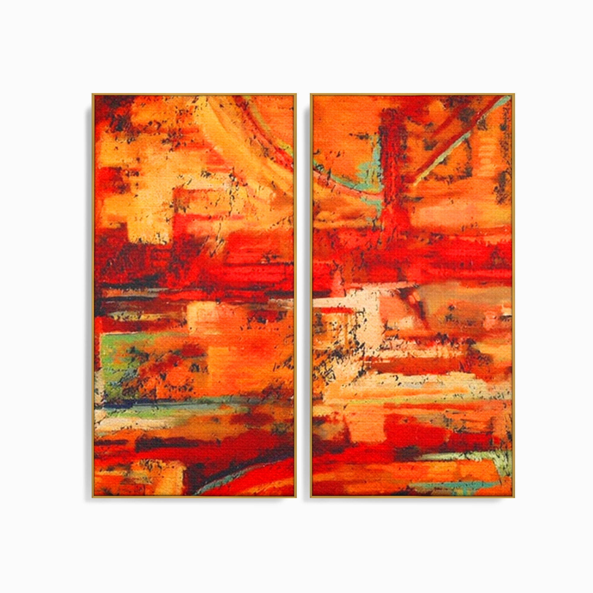 Set 2 Tablouri Canvas Premium LuxCanva® A2-1631, Abstract Red, Living, Cromatic, Decorativ, Dormitor, Culori Vibrante