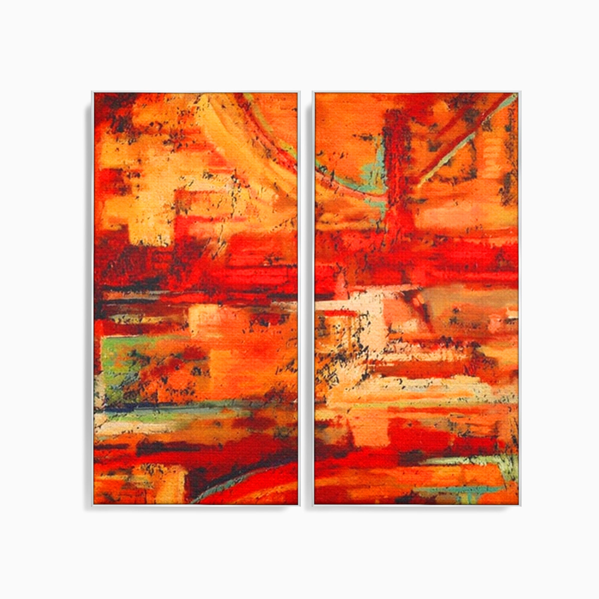 Set 2 Tablouri Canvas Premium LuxCanva® A2-1631, Abstract Red, Living, Cromatic, Decorativ, Dormitor, Culori Vibrante