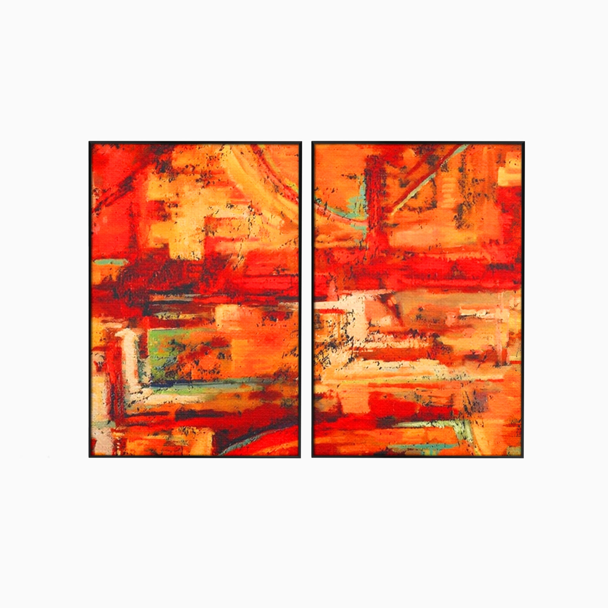 Set 2 Tablouri Canvas Premium LuxCanva® A2-1631, Abstract Red, Living, Cromatic, Decorativ, Dormitor, Culori Vibrante
