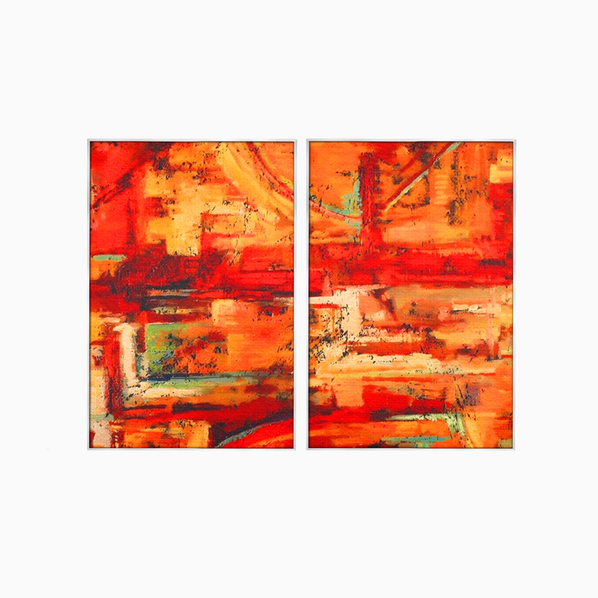 Set 2 Tablouri Canvas Premium LuxCanva® A2-1631, Abstract Red, Living, Cromatic, Decorativ, Dormitor, Culori Vibrante