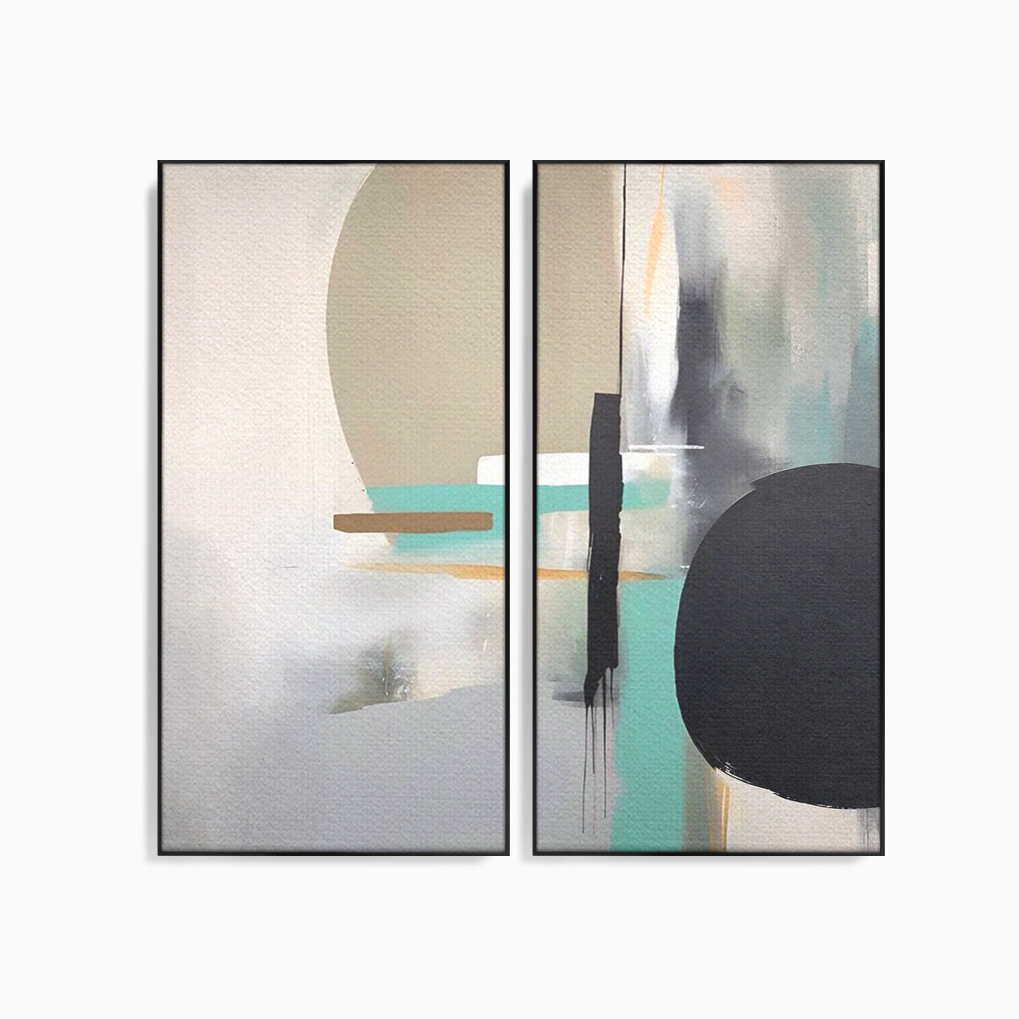 Set 2 Tablouri Canvas Premium LuxCanva® A2-1635, Abstract Circular, Room, Forme, Decorativ, Dormitor, Culori Vibrante