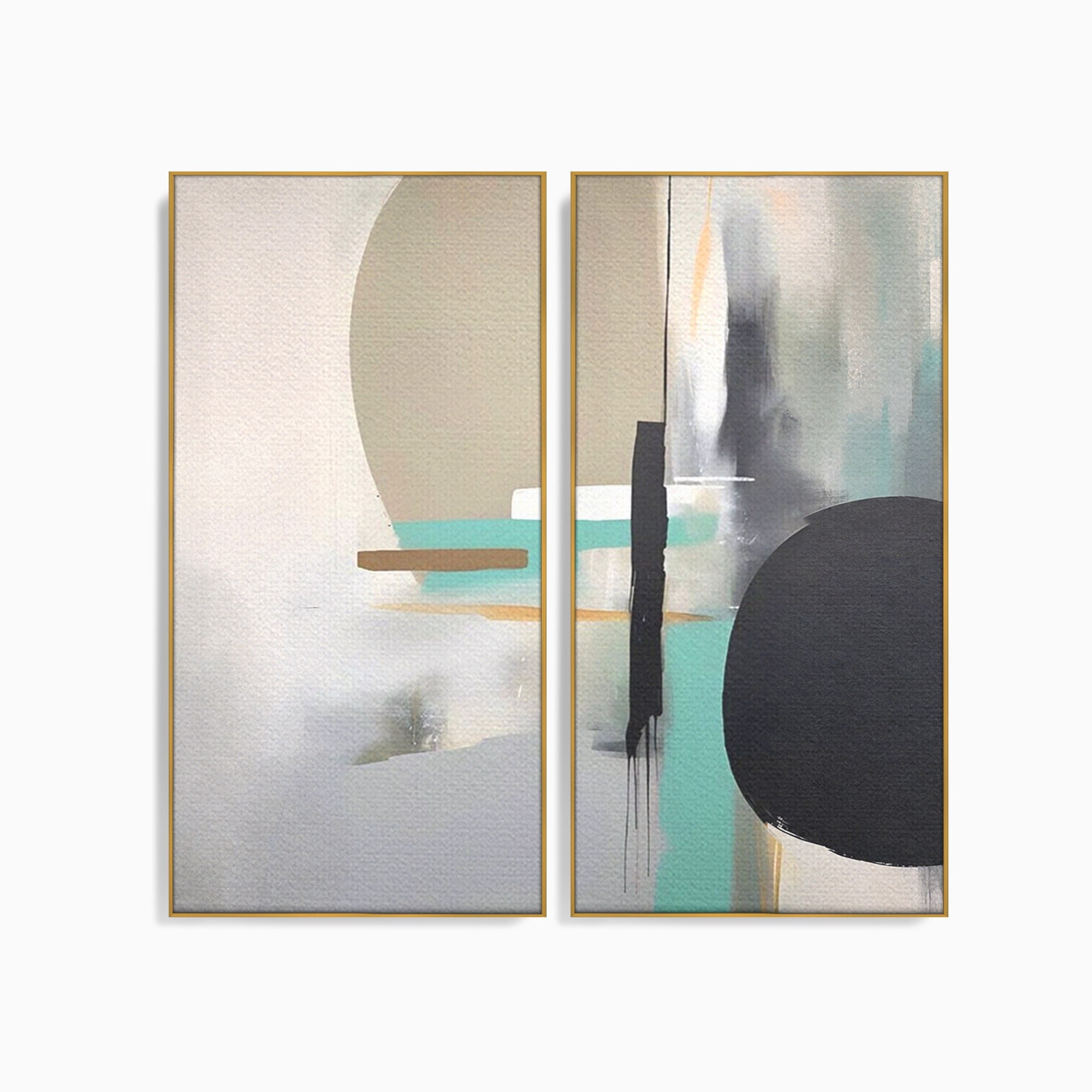 Set 2 Tablouri Canvas Premium LuxCanva® A2-1635, Abstract Circular, Room, Forme, Decorativ, Dormitor, Culori Vibrante