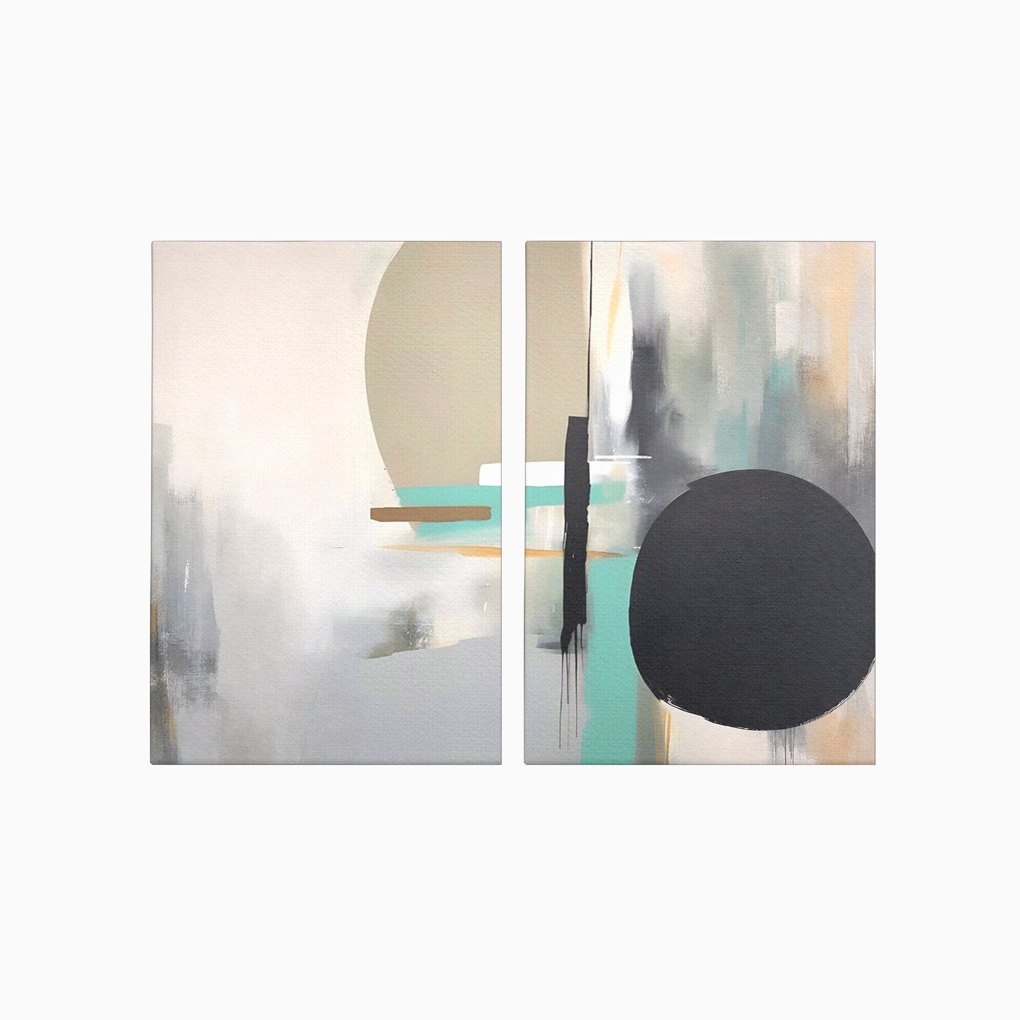 Set 2 Tablouri Canvas Premium LuxCanva® A2-1635, Abstract Circular, Room, Forme, Decorativ, Dormitor, Culori Vibrante