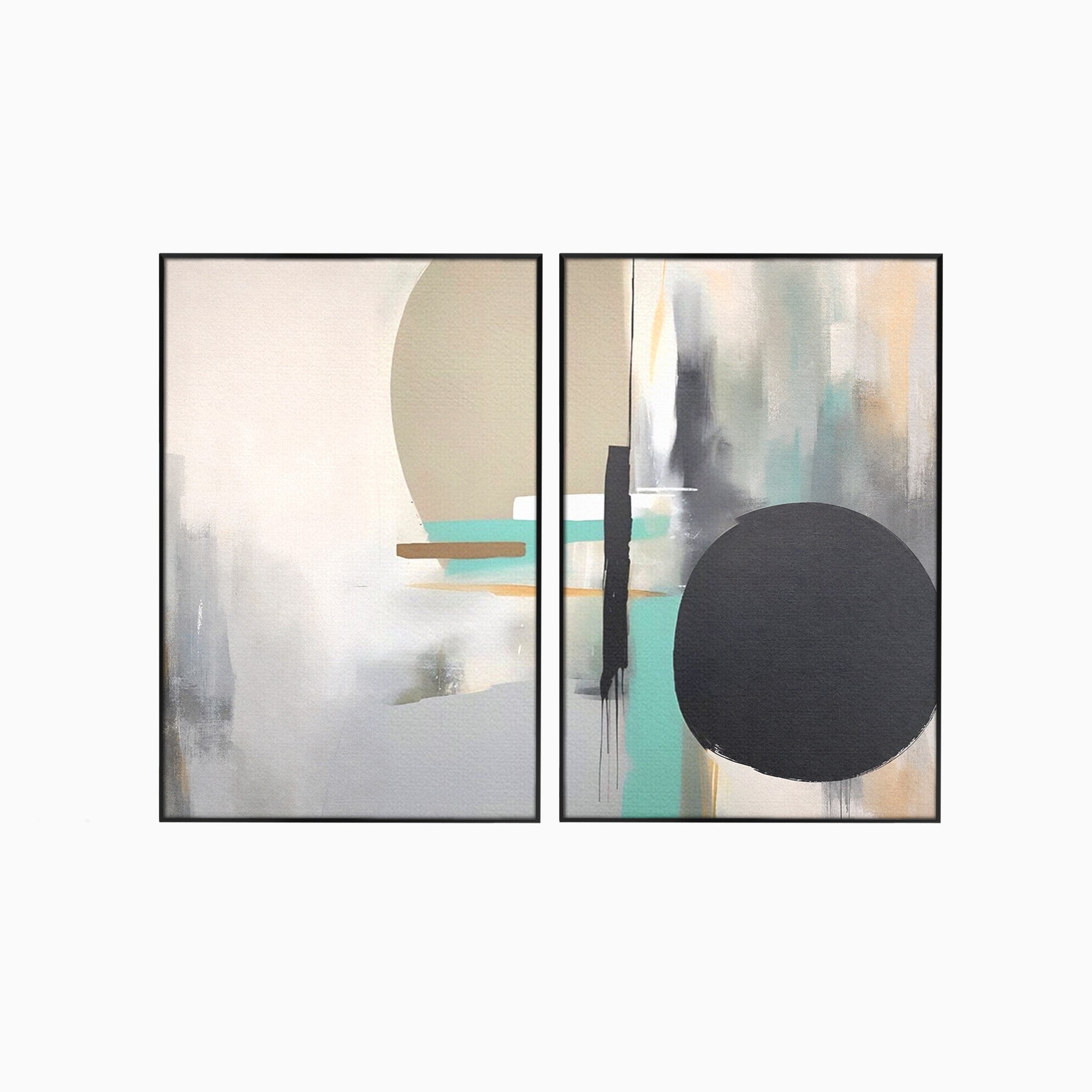 Set 2 Tablouri Canvas Premium LuxCanva® A2-1635, Abstract Circular, Room, Forme, Decorativ, Dormitor, Culori Vibrante