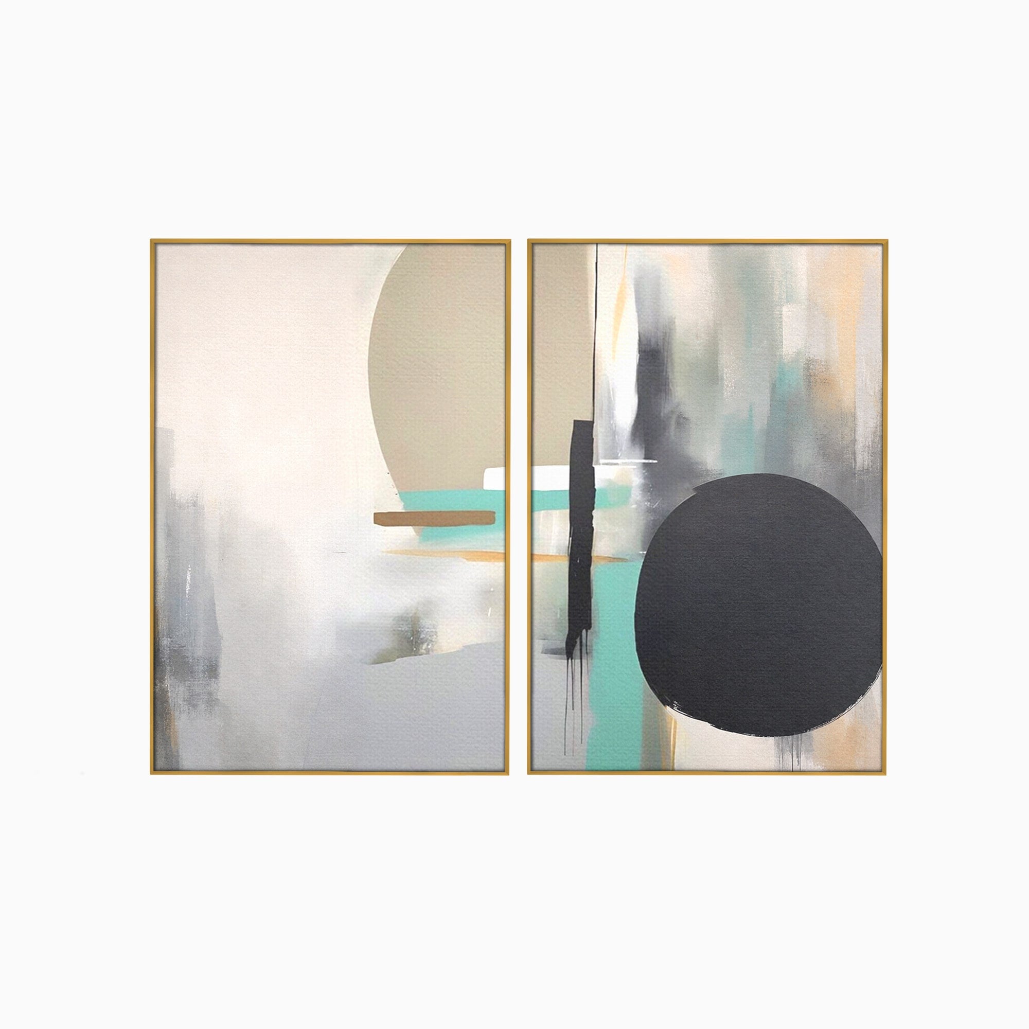 Set 2 Tablouri Canvas Premium LuxCanva® A2-1635, Abstract Circular, Room, Forme, Decorativ, Dormitor, Culori Vibrante