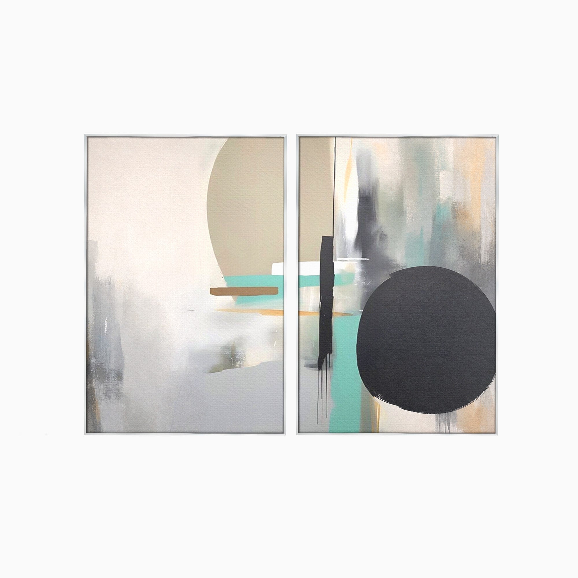 Set 2 Tablouri Canvas Premium LuxCanva® A2-1635, Abstract Circular, Room, Forme, Decorativ, Dormitor, Culori Vibrante