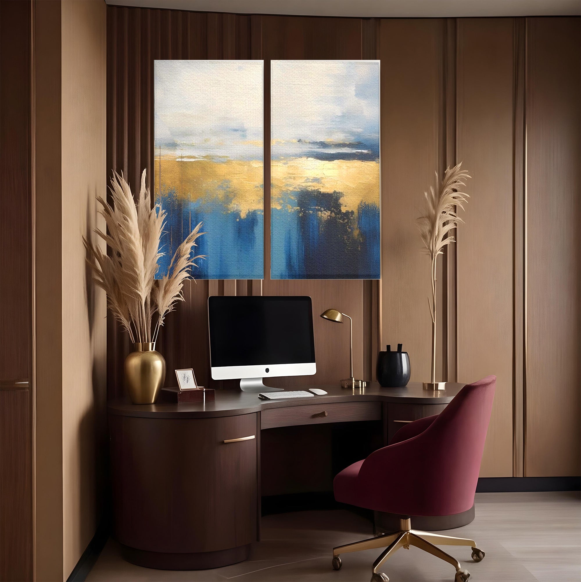 Set 2 Tablouri Canvas Premium LuxCanva® A2-1637, Adancul Marii, Room, Abstract, Plaja, Dormitor, Culori Vibrante