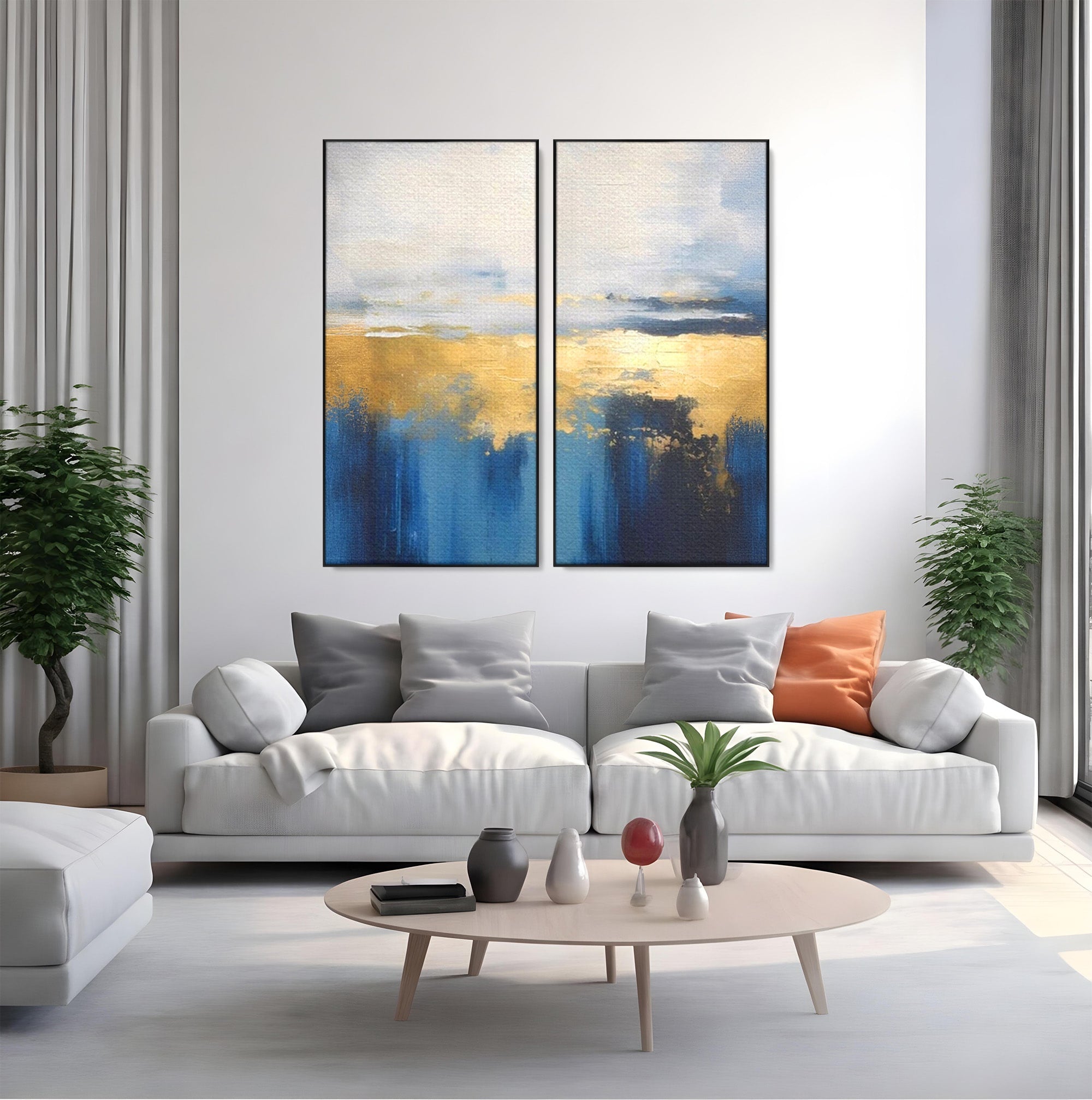 Set 2 Tablouri Canvas Premium LuxCanva® A2-1637, Adancul Marii, Room, Abstract, Plaja, Dormitor, Culori Vibrante