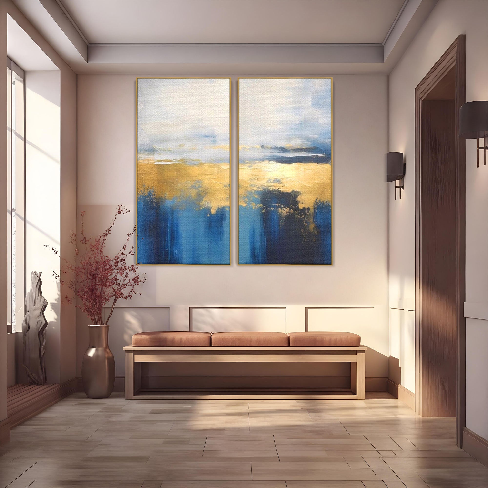Set 2 Tablouri Canvas Premium LuxCanva® A2-1637, Adancul Marii, Room, Abstract, Plaja, Dormitor, Culori Vibrante