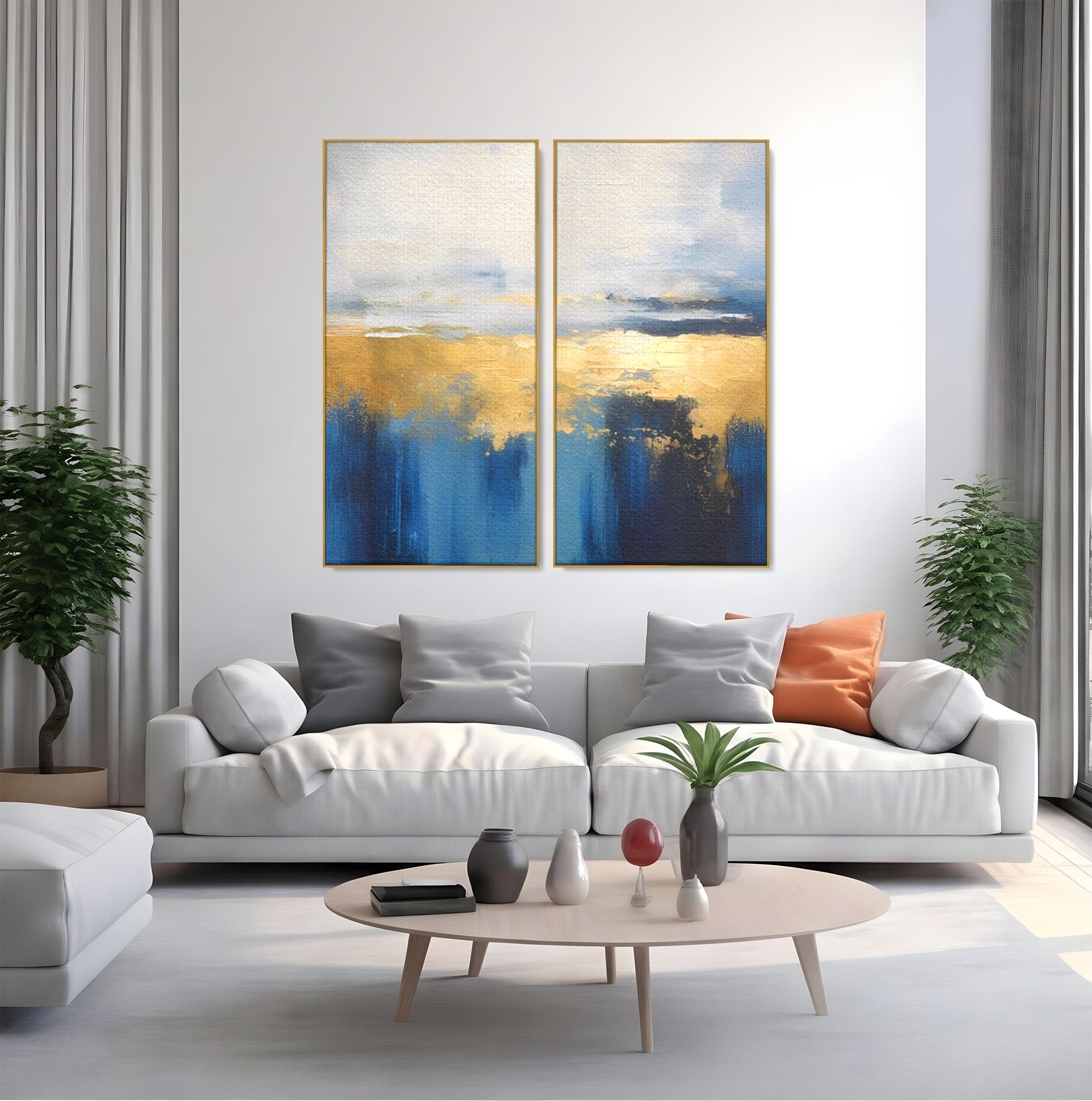 Set 2 Tablouri Canvas Premium LuxCanva® A2-1637, Adancul Marii, Room, Abstract, Plaja, Dormitor, Culori Vibrante
