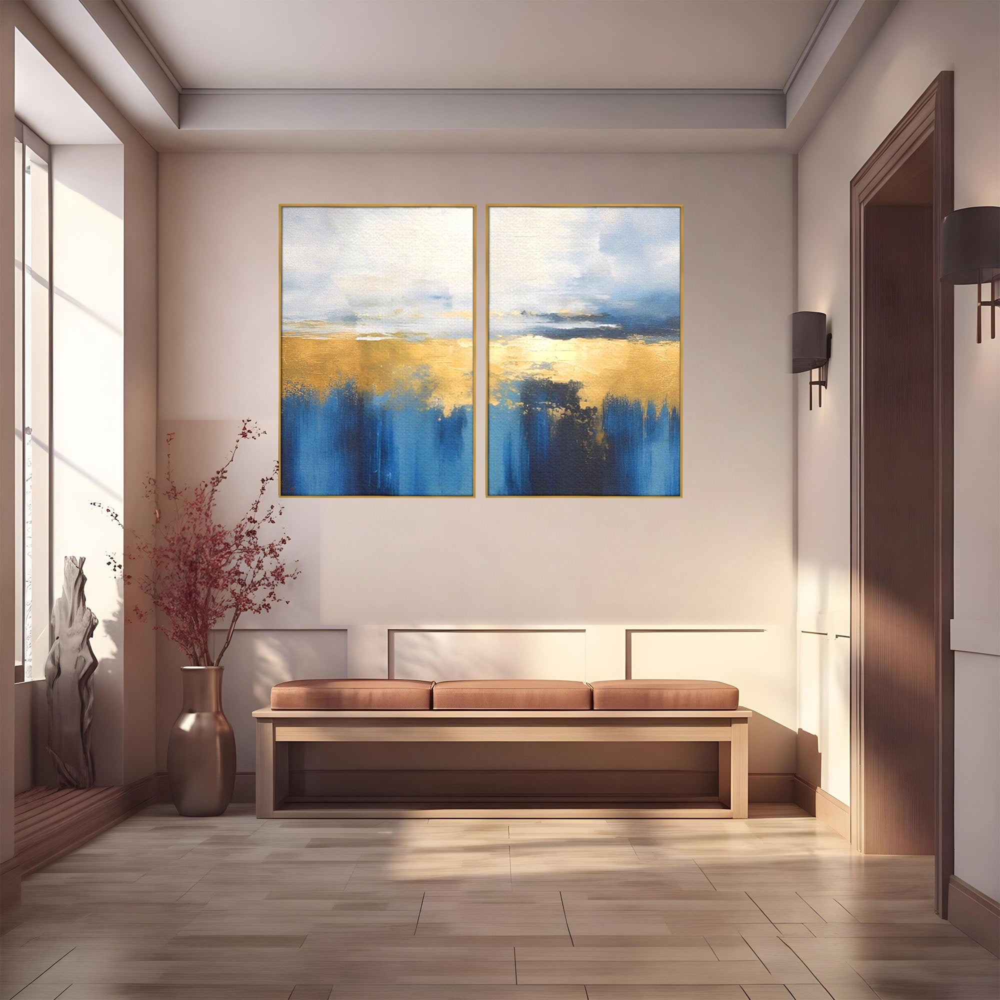 Set 2 Tablouri Canvas Premium LuxCanva® A2-1637, Adancul Marii, Room, Abstract, Plaja, Dormitor, Culori Vibrante