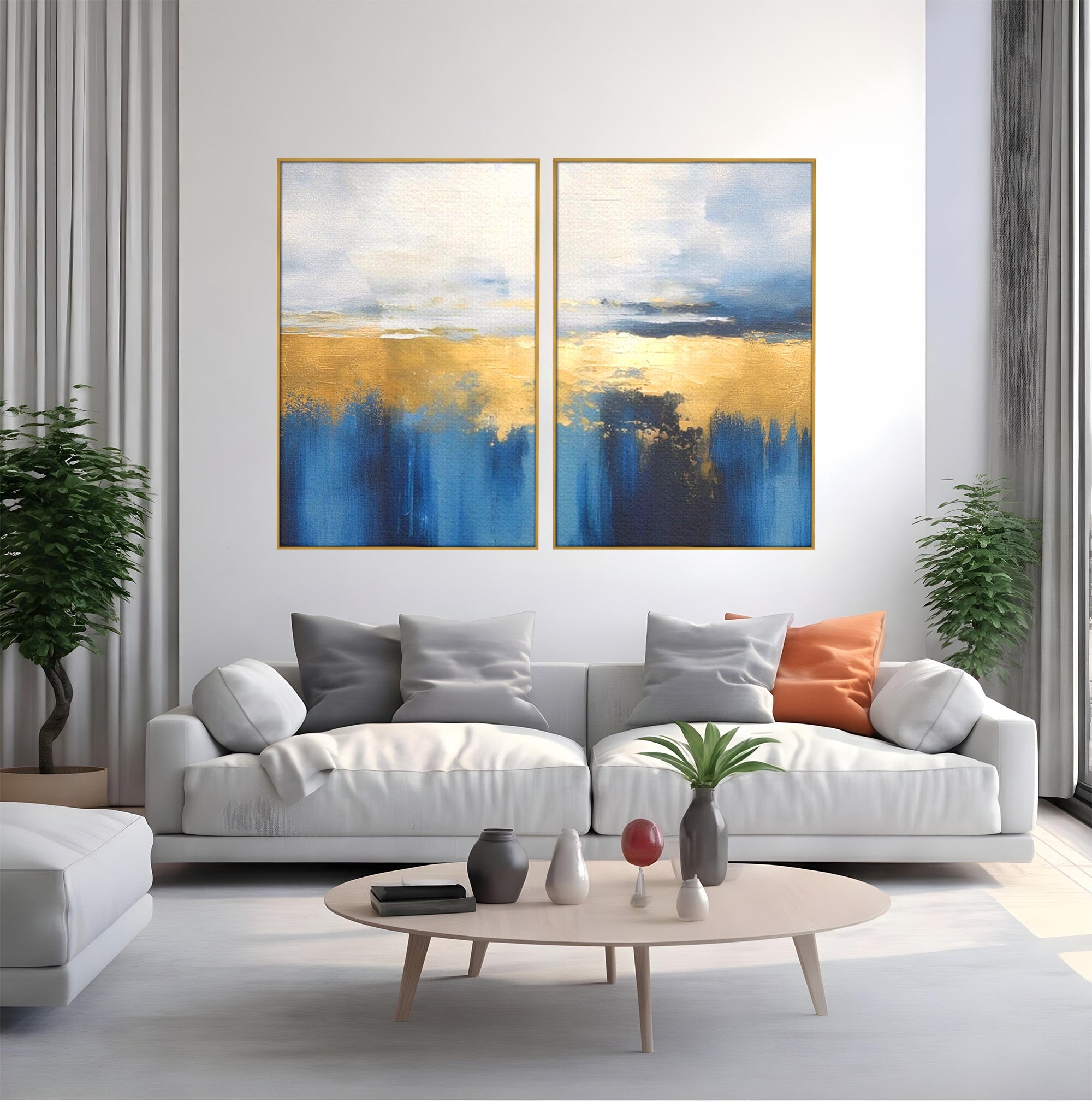 Set 2 Tablouri Canvas Premium LuxCanva® A2-1637, Adancul Marii, Room, Abstract, Plaja, Dormitor, Culori Vibrante