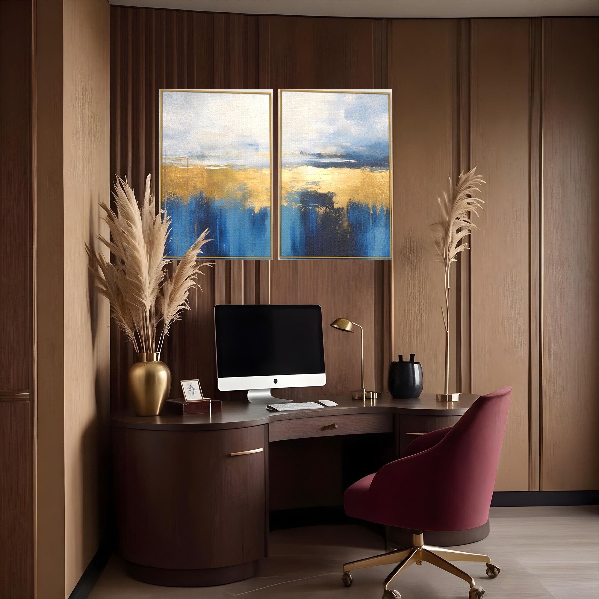 Set 2 Tablouri Canvas Premium LuxCanva® A2-1637, Adancul Marii, Room, Abstract, Plaja, Dormitor, Culori Vibrante