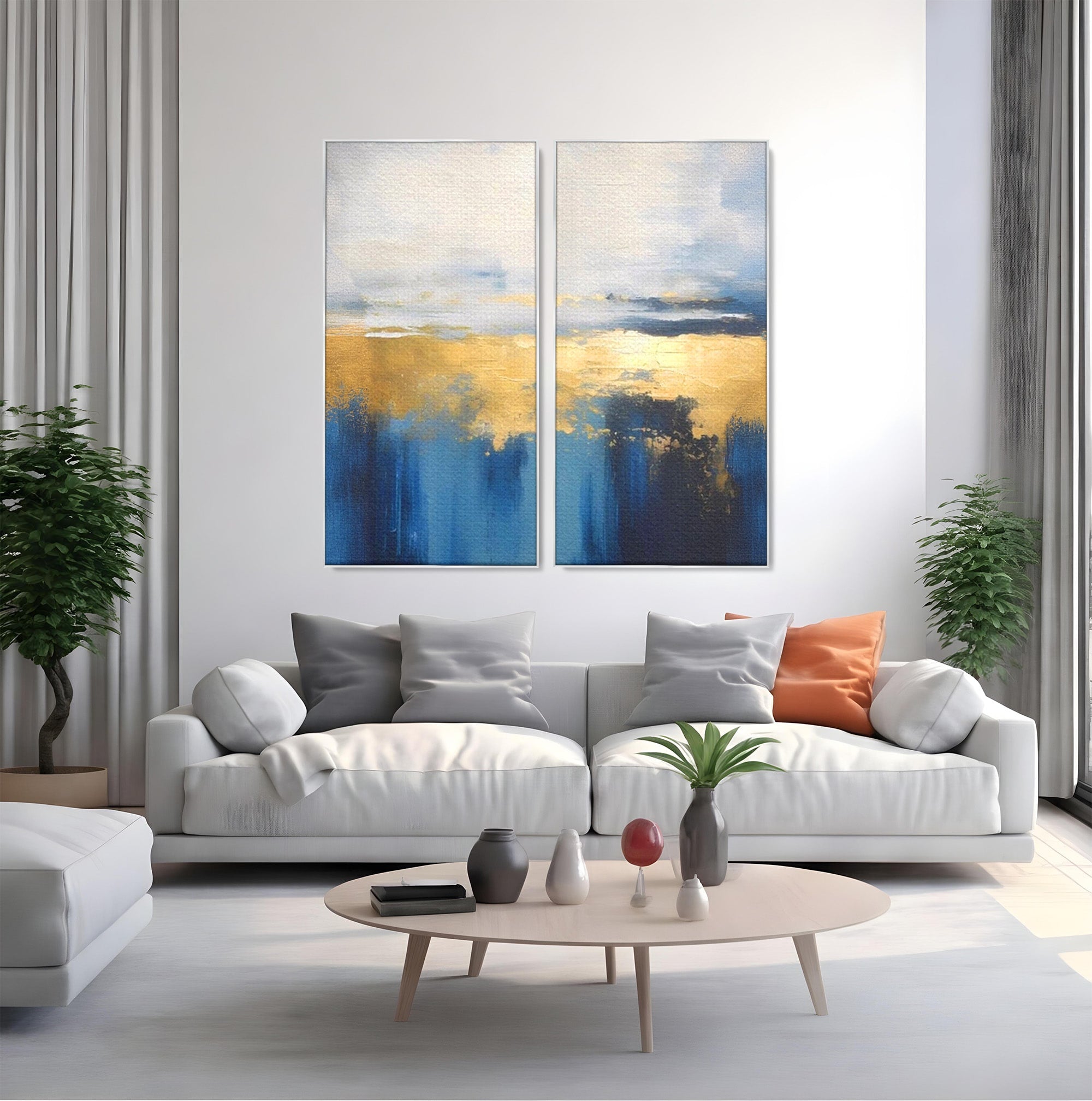 Set 2 Tablouri Canvas Premium LuxCanva® A2-1637, Adancul Marii, Room, Abstract, Plaja, Dormitor, Culori Vibrante