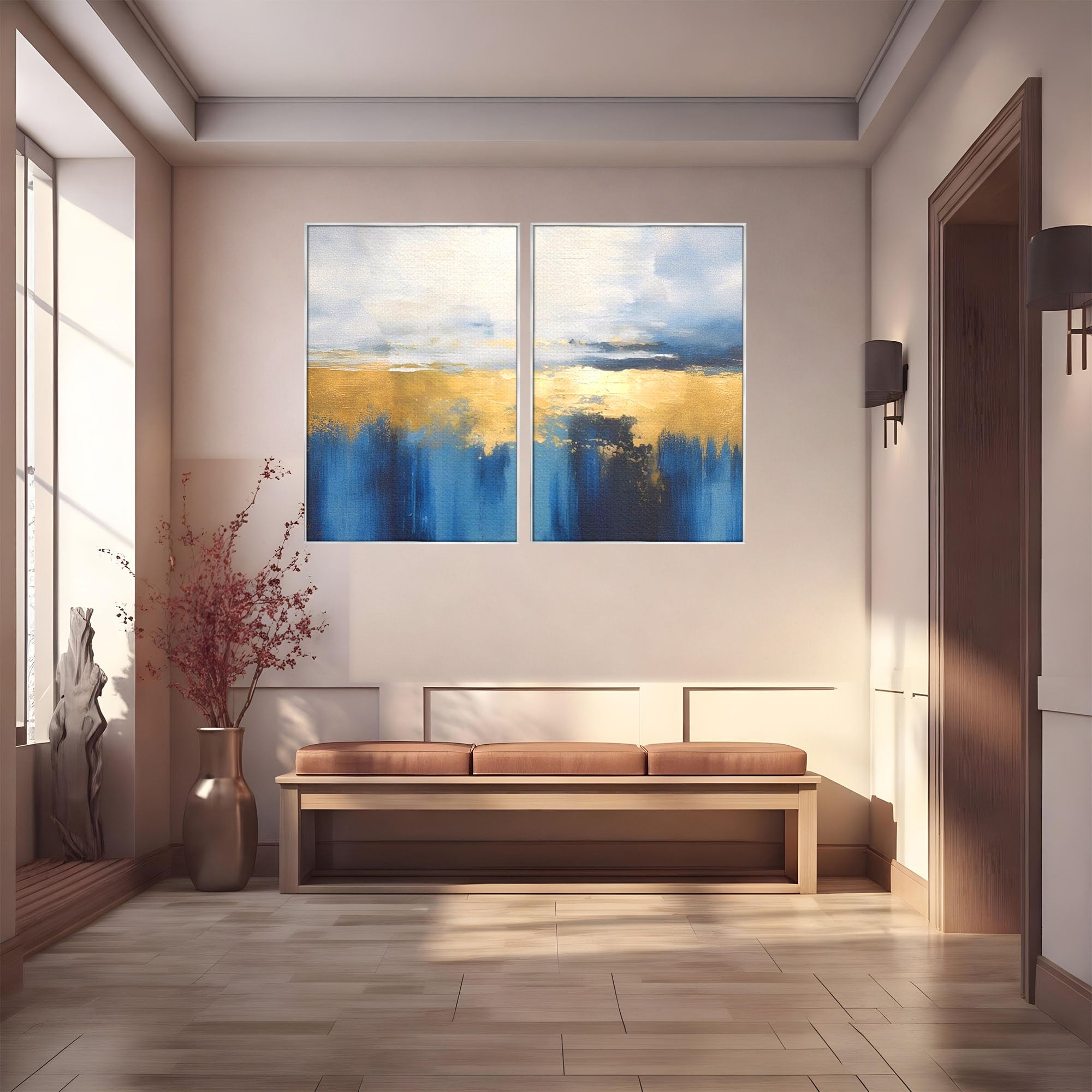 Set 2 Tablouri Canvas Premium LuxCanva® A2-1637, Adancul Marii, Room, Abstract, Plaja, Dormitor, Culori Vibrante