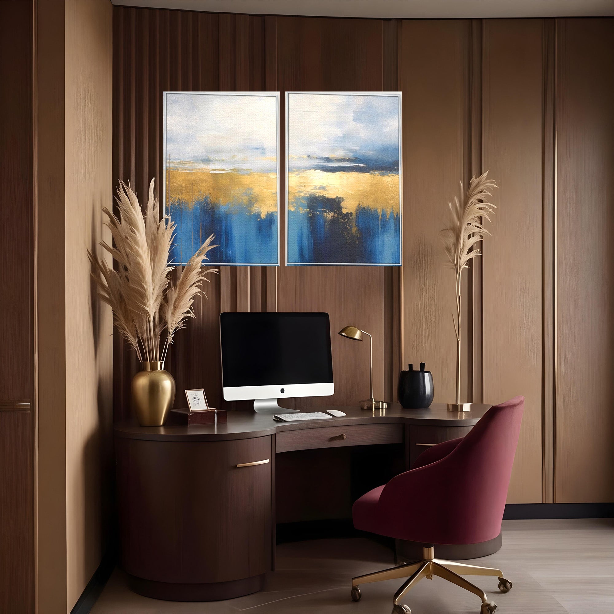 Set 2 Tablouri Canvas Premium LuxCanva® A2-1637, Adancul Marii, Room, Abstract, Plaja, Dormitor, Culori Vibrante