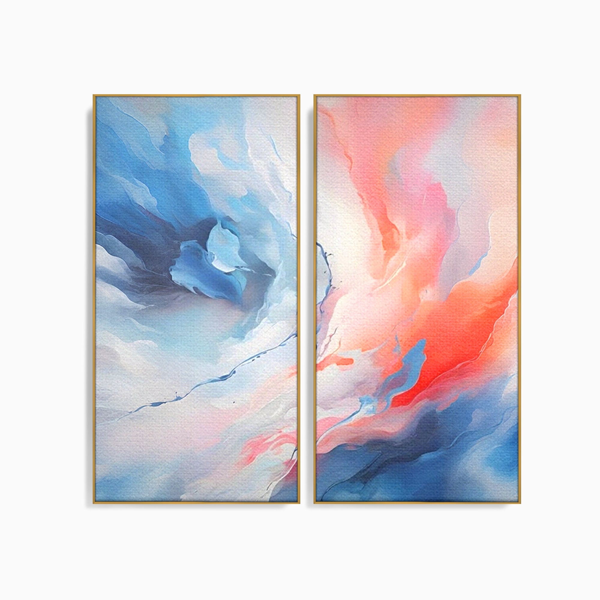 Set 2 Tablouri Canvas Premium LuxCanva® A2-1644, Pink Contrast, Dormitor, Decorativ, Landscape, Cromatic, Living, Culori Vibrante