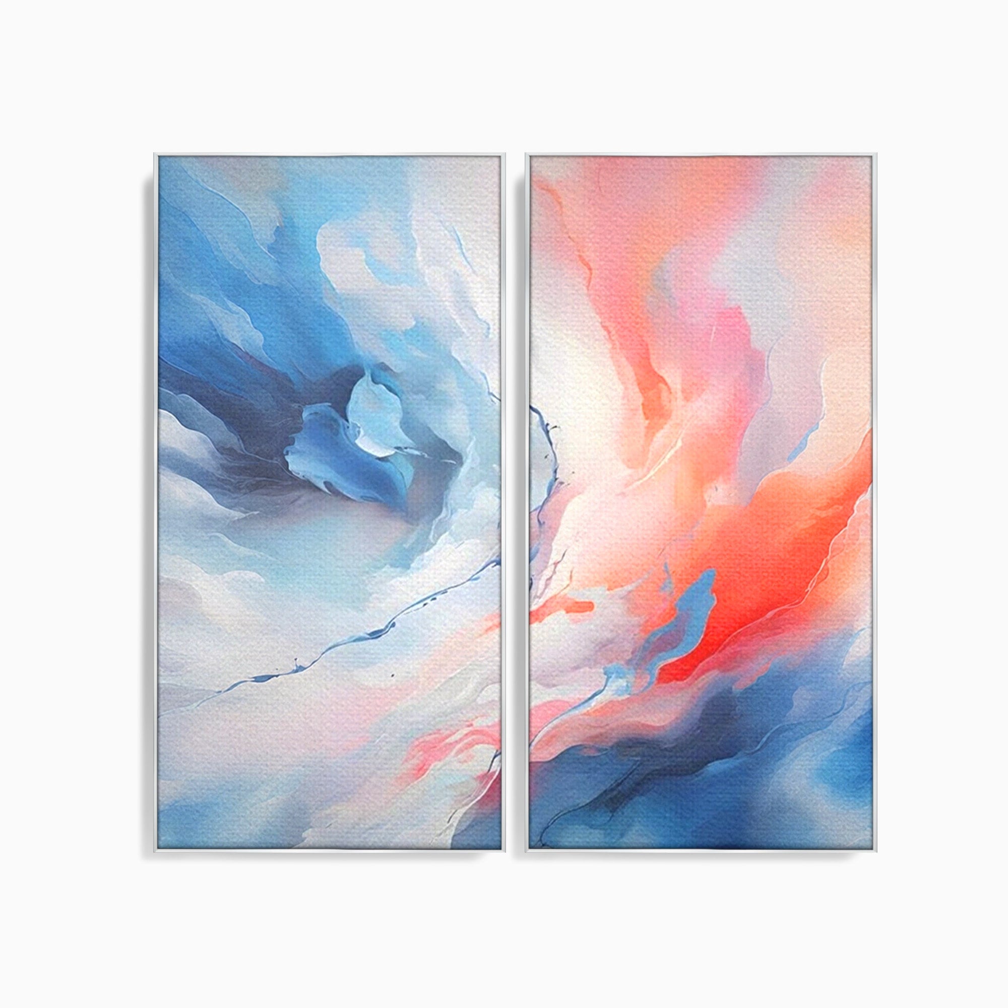 Set 2 Tablouri Canvas Premium LuxCanva® A2-1644, Pink Contrast, Dormitor, Decorativ, Landscape, Cromatic, Living, Culori Vibrante