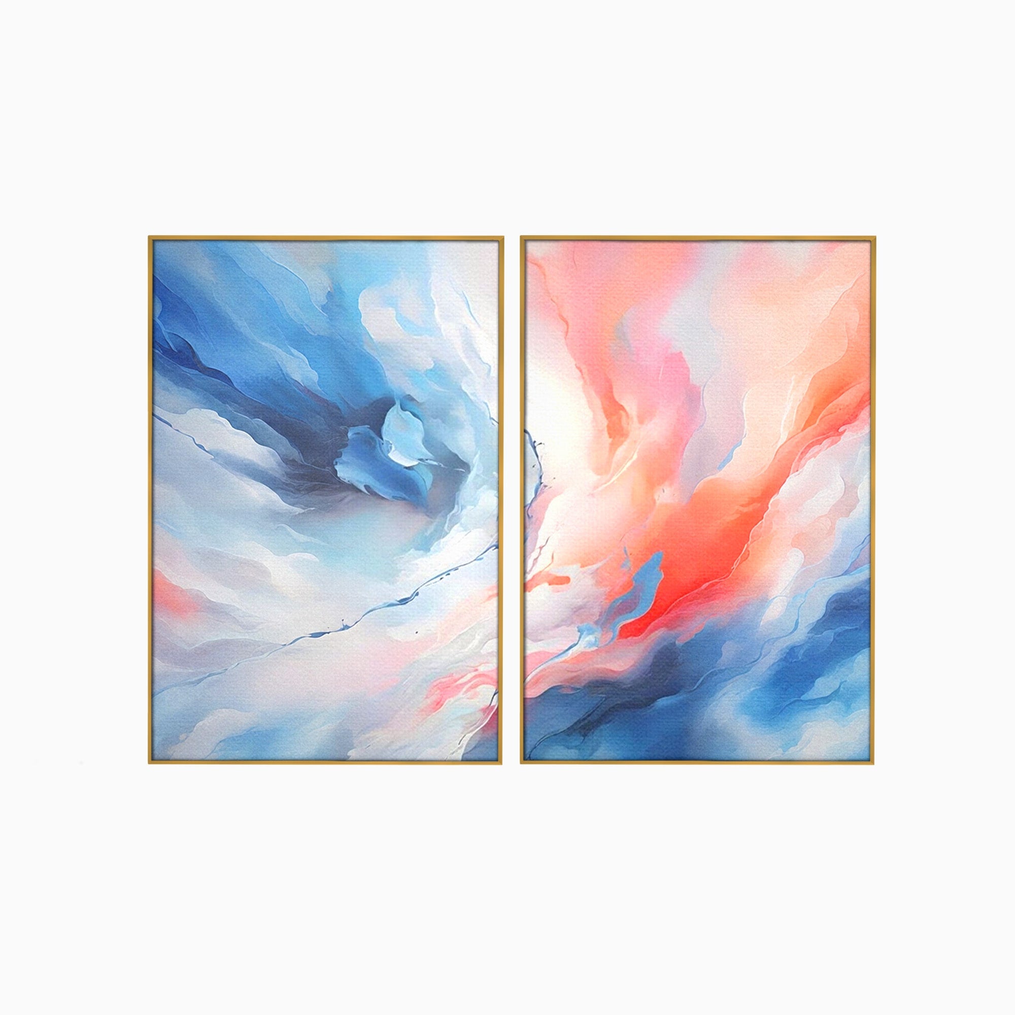 Set 2 Tablouri Canvas Premium LuxCanva® A2-1644, Pink Contrast, Dormitor, Decorativ, Landscape, Cromatic, Living, Culori Vibrante