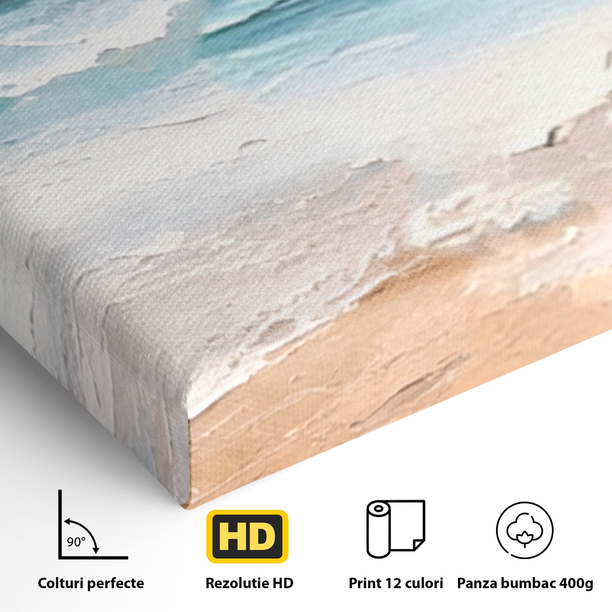 Set 2 Tablouri Canvas Premium LuxCanva® A2-1646, Sea Abstract, Dormitor, Decorativ, Plaja, Valuri, Living, Culori Vibrante