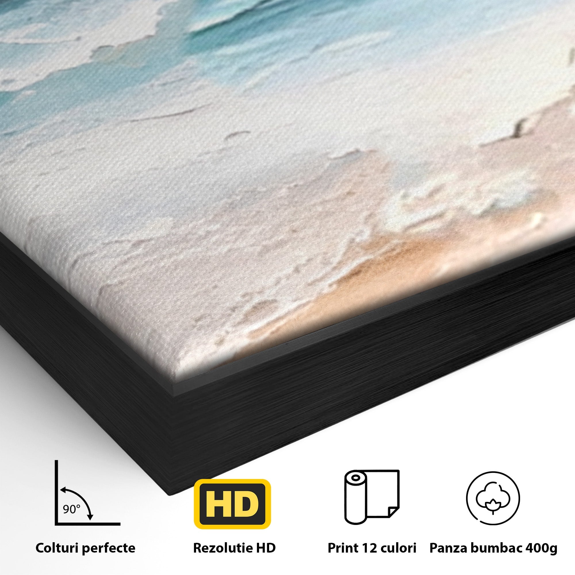 Set 2 Tablouri Canvas Premium LuxCanva® A2-1646, Sea Abstract, Dormitor, Decorativ, Plaja, Valuri, Living, Culori Vibrante