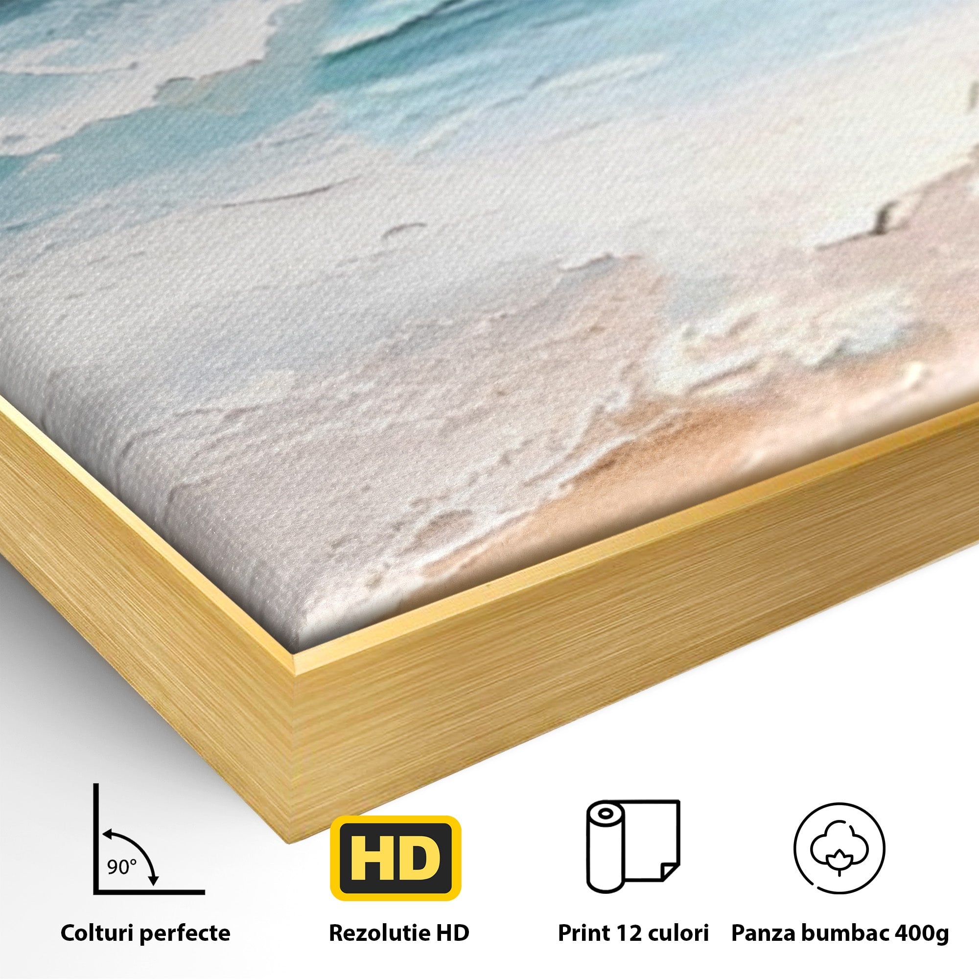 Set 2 Tablouri Canvas Premium LuxCanva® A2-1646, Sea Abstract, Dormitor, Decorativ, Plaja, Valuri, Living, Culori Vibrante