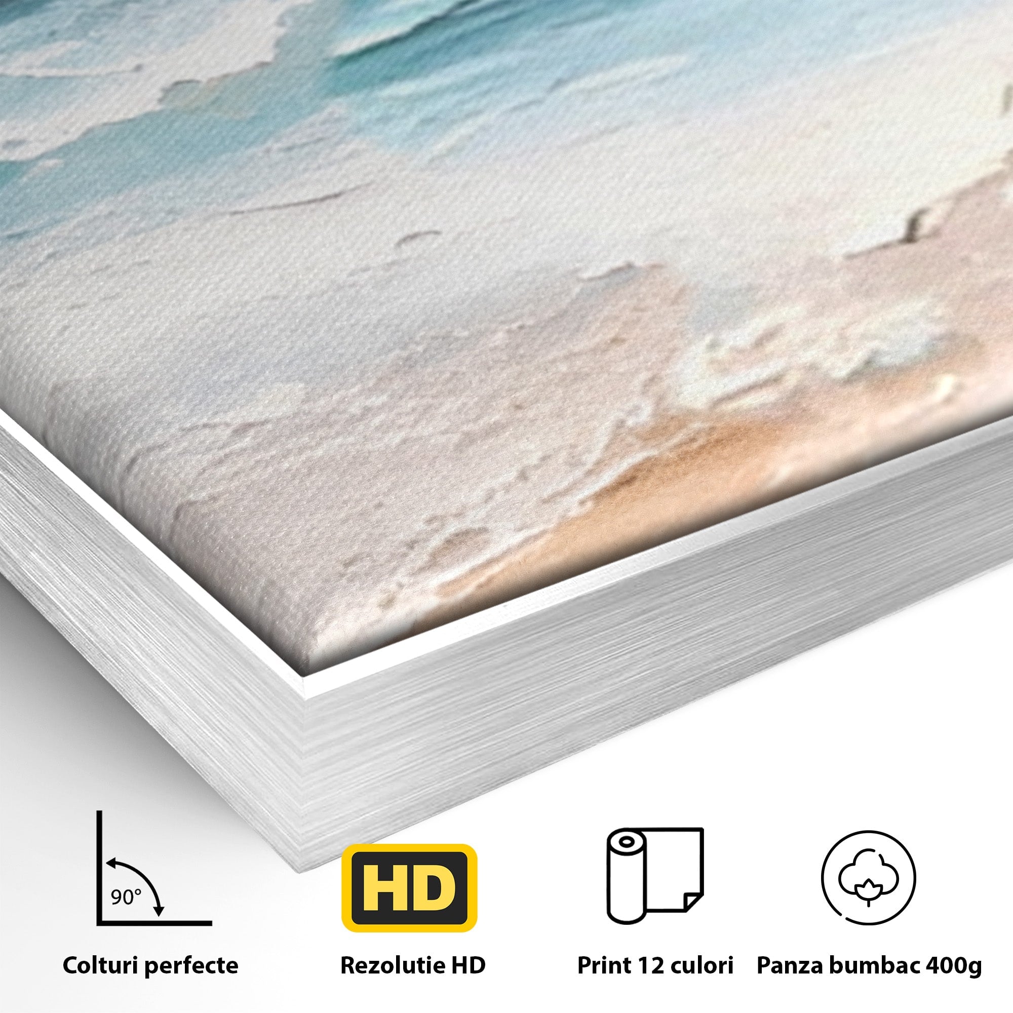 Set 2 Tablouri Canvas Premium LuxCanva® A2-1646, Sea Abstract, Dormitor, Decorativ, Plaja, Valuri, Living, Culori Vibrante