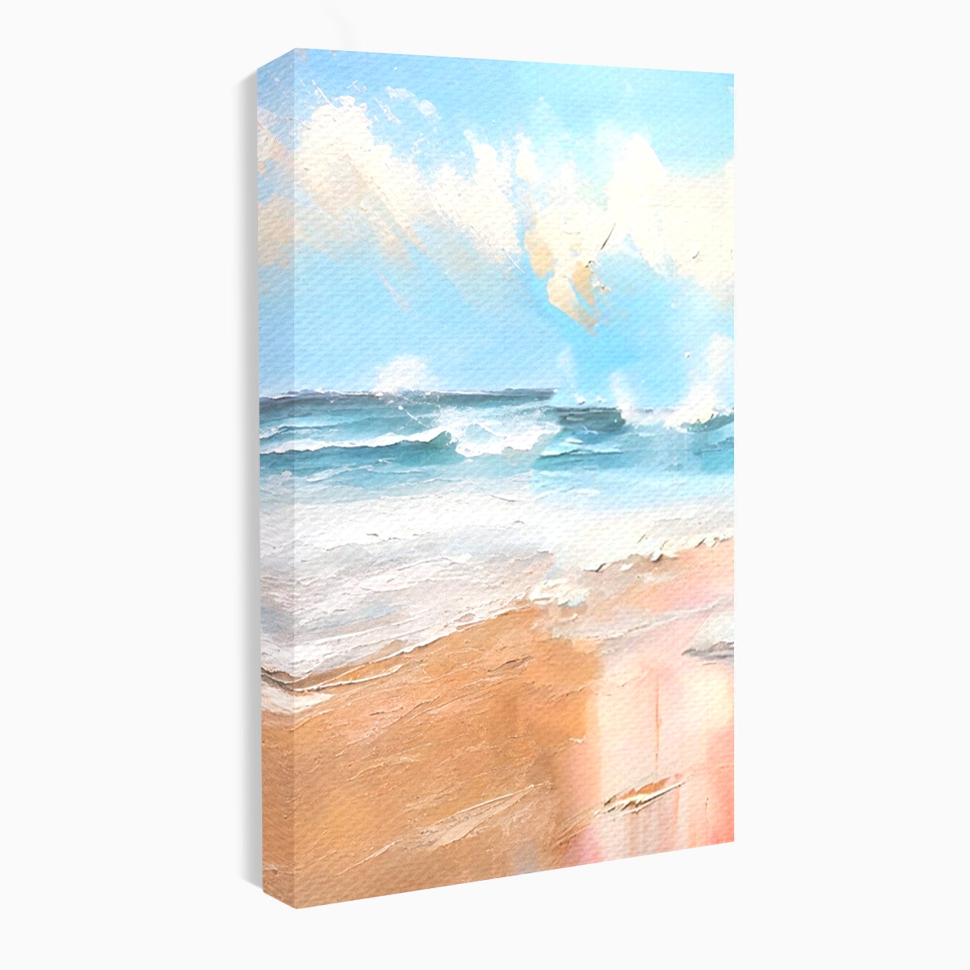 Set 2 Tablouri Canvas Premium LuxCanva® A2-1646, Sea Abstract, Dormitor, Decorativ, Plaja, Valuri, Living, Culori Vibrante