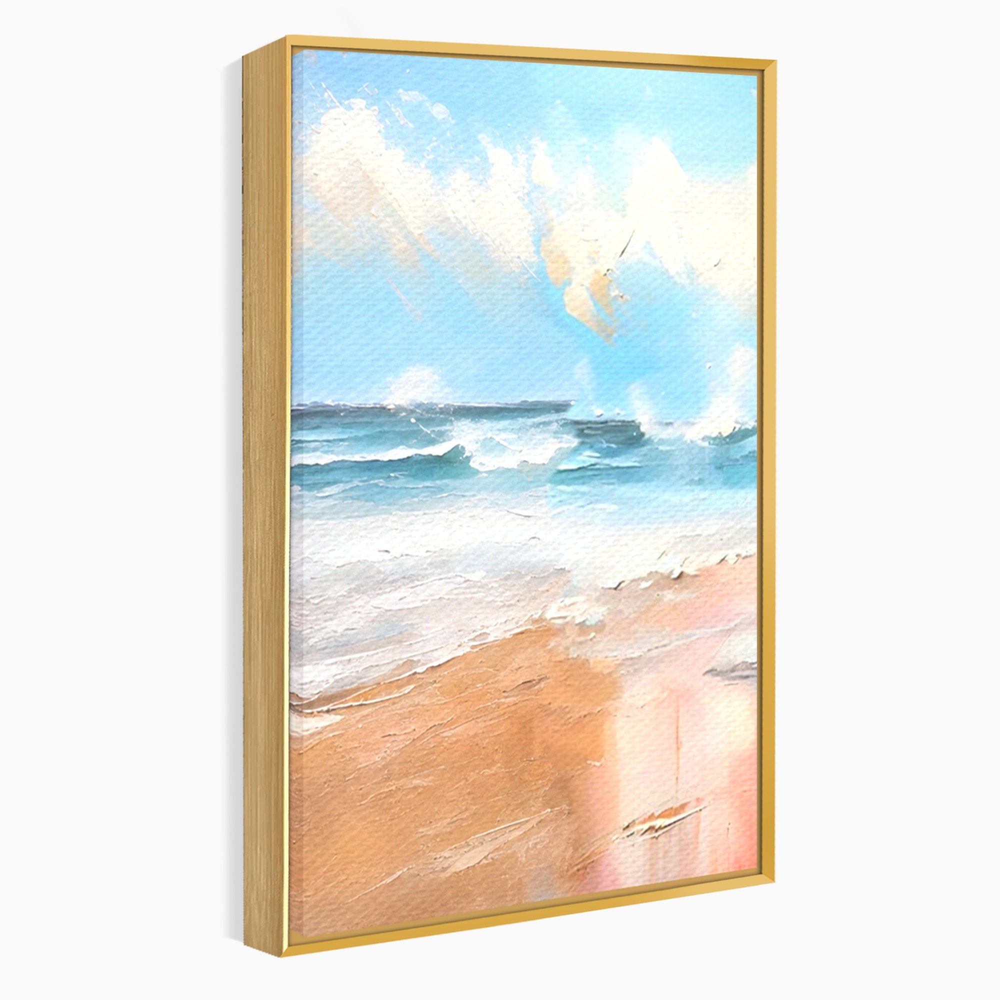 Set 2 Tablouri Canvas Premium LuxCanva® A2-1646, Sea Abstract, Dormitor, Decorativ, Plaja, Valuri, Living, Culori Vibrante