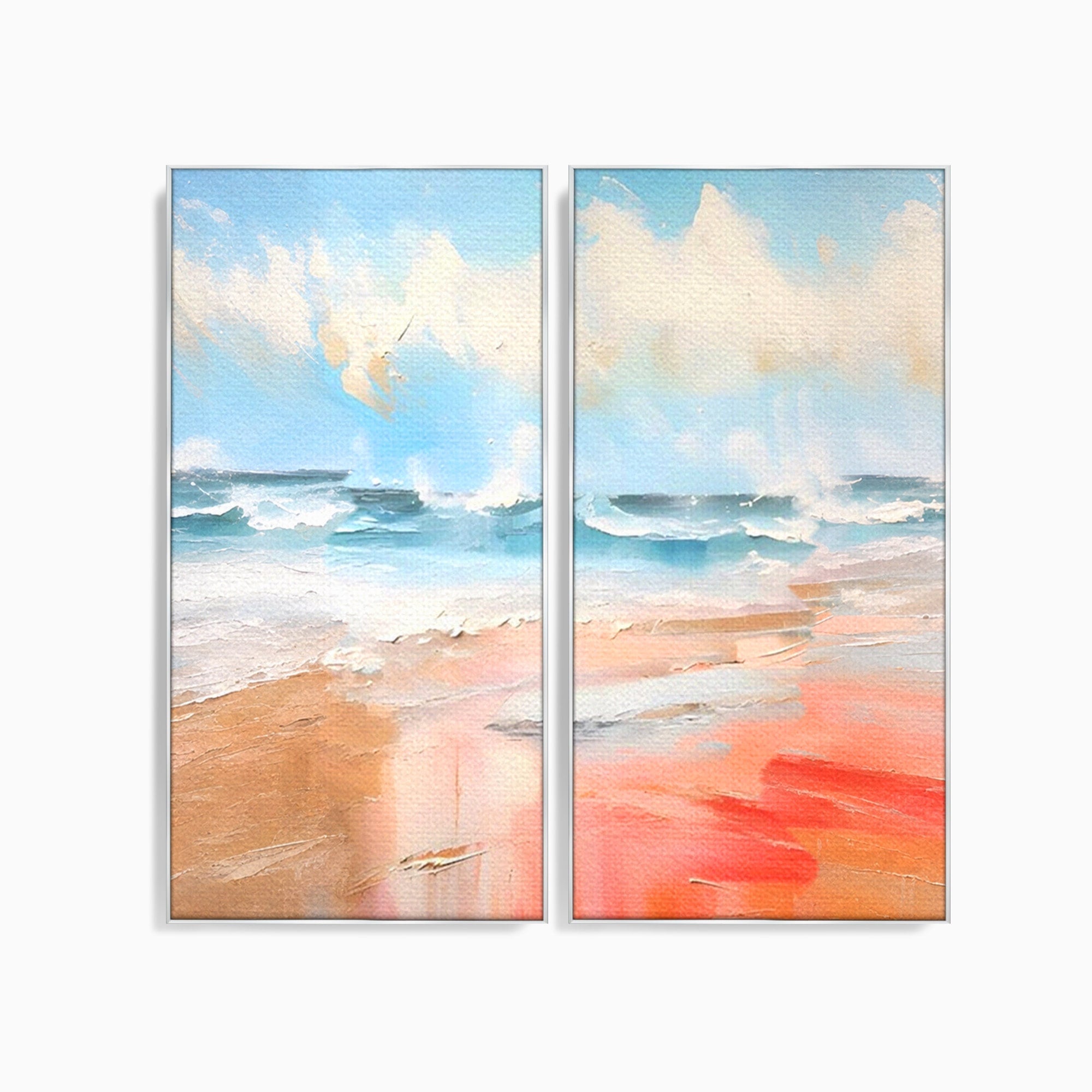 Set 2 Tablouri Canvas Premium LuxCanva® A2-1646, Sea Abstract, Dormitor, Decorativ, Plaja, Valuri, Living, Culori Vibrante
