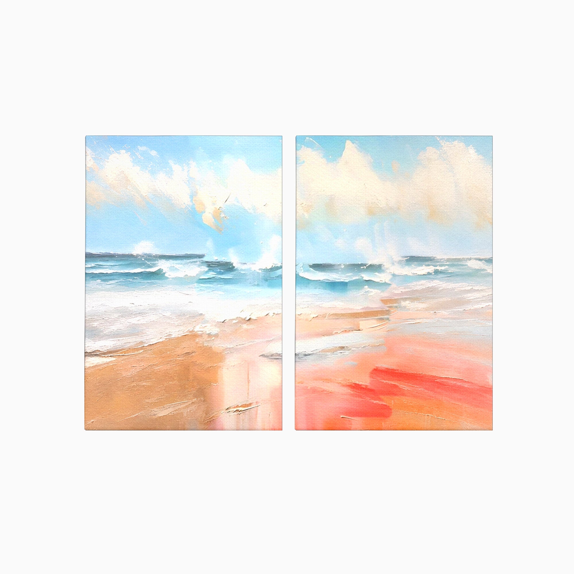 Set 2 Tablouri Canvas Premium LuxCanva® A2-1646, Sea Abstract, Dormitor, Decorativ, Plaja, Valuri, Living, Culori Vibrante