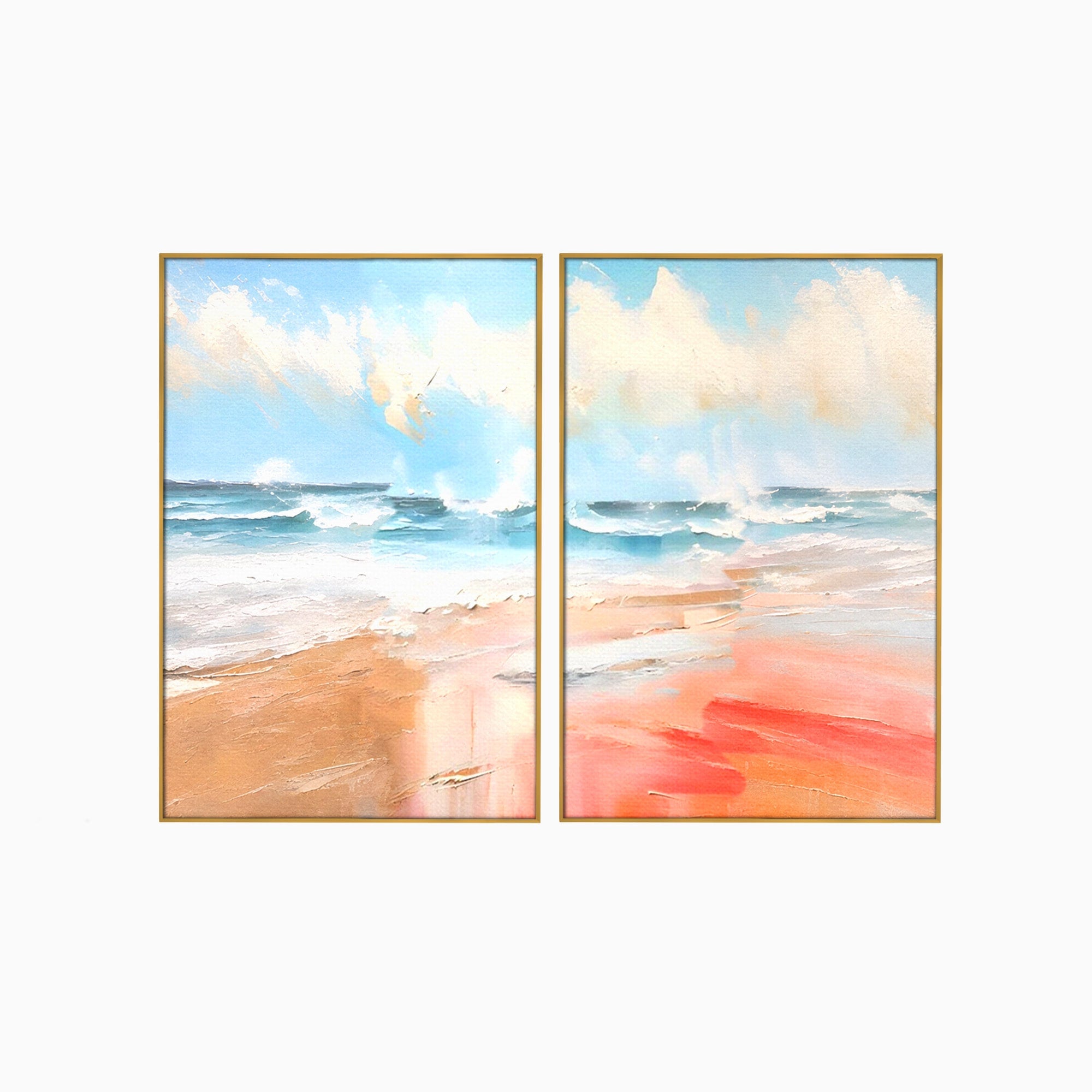 Set 2 Tablouri Canvas Premium LuxCanva® A2-1646, Sea Abstract, Dormitor, Decorativ, Plaja, Valuri, Living, Culori Vibrante