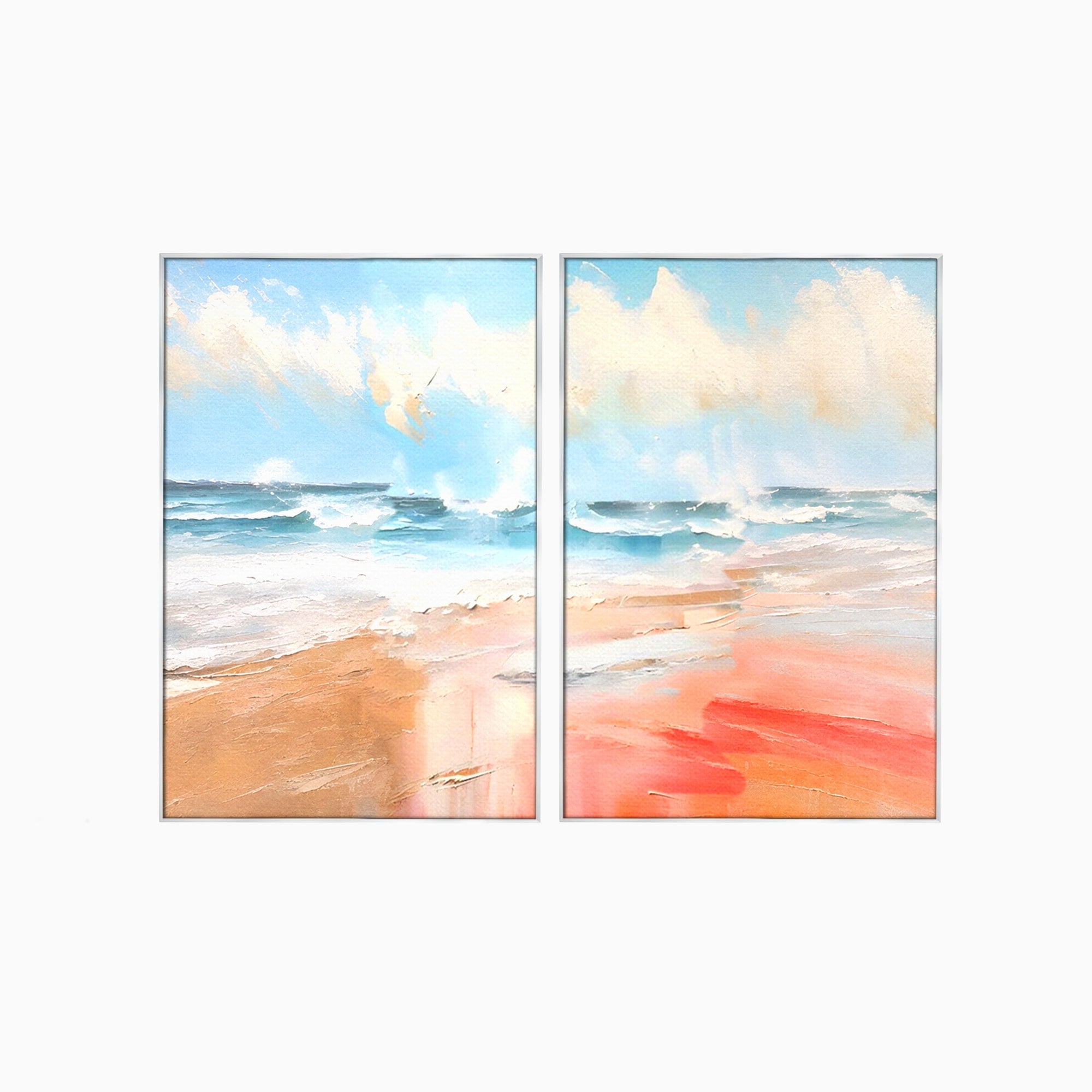 Set 2 Tablouri Canvas Premium LuxCanva® A2-1646, Sea Abstract, Dormitor, Decorativ, Plaja, Valuri, Living, Culori Vibrante
