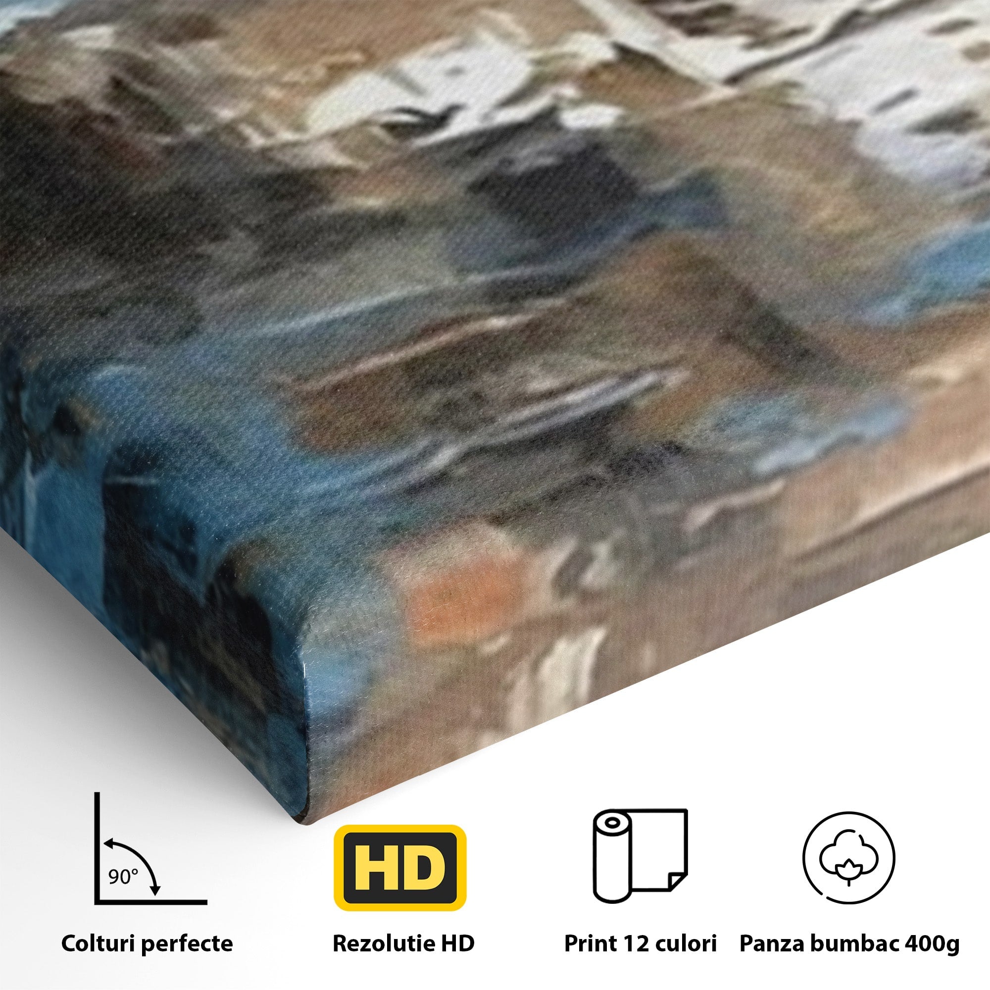 Set 2 Tablouri Canvas Premium LuxCanva® A2-1650, Painting Brown, Room, Decorativ, Cromatic, Abstract, Living, Culori Vibrante