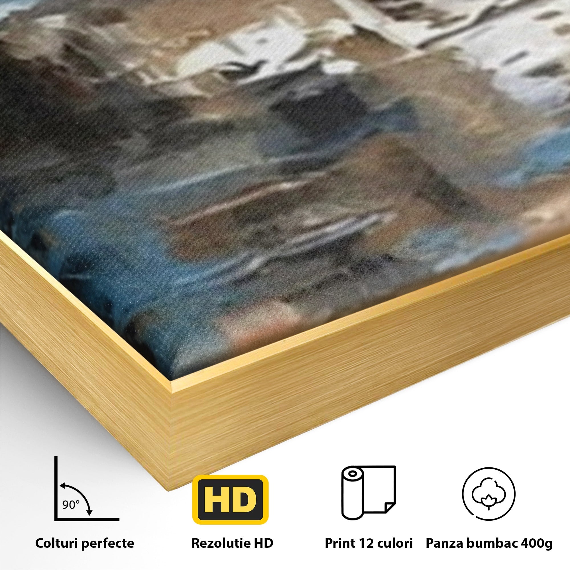 Set 2 Tablouri Canvas Premium LuxCanva® A2-1650, Painting Brown, Room, Decorativ, Cromatic, Abstract, Living, Culori Vibrante