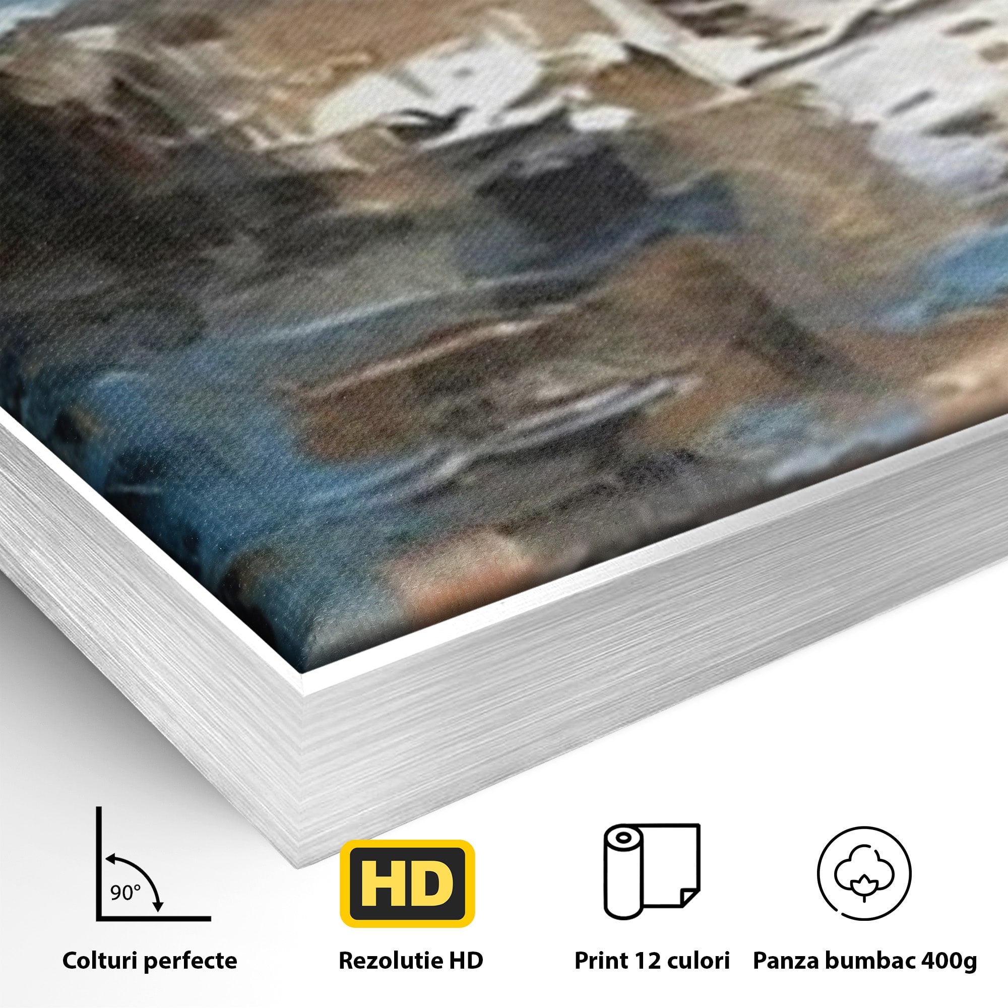 Set 2 Tablouri Canvas Premium LuxCanva® A2-1650, Painting Brown, Room, Decorativ, Cromatic, Abstract, Living, Culori Vibrante