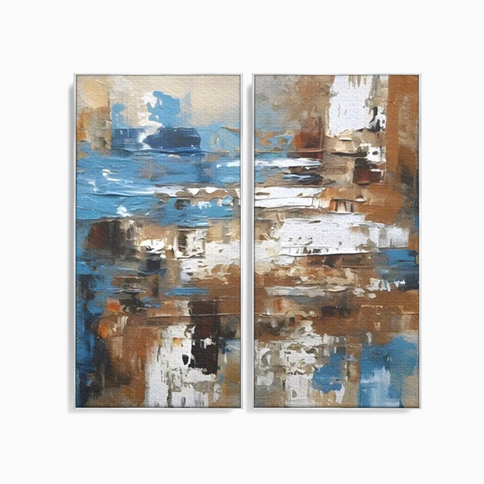Set 2 Tablouri Canvas Premium LuxCanva® A2-1650, Painting Brown, Room, Decorativ, Cromatic, Abstract, Living, Culori Vibrante
