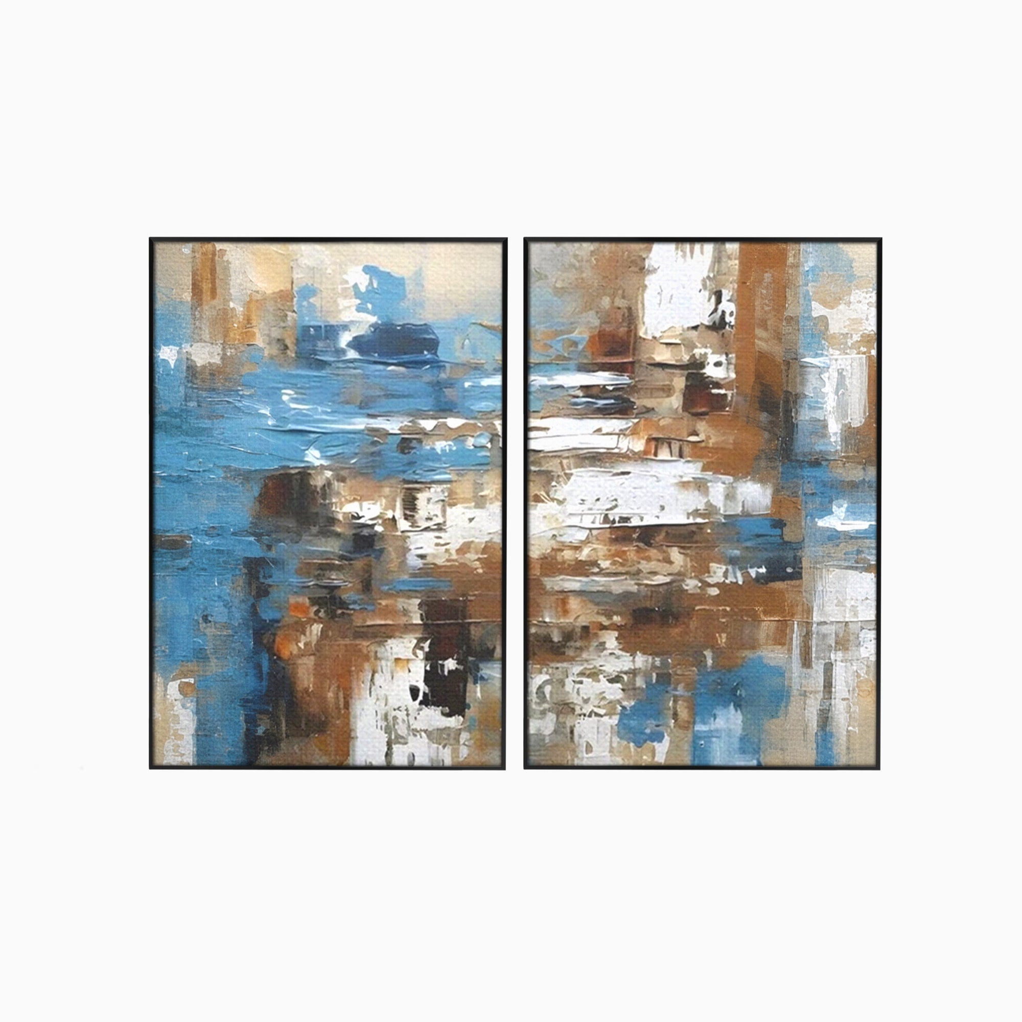 Set 2 Tablouri Canvas Premium LuxCanva® A2-1650, Painting Brown, Room, Decorativ, Cromatic, Abstract, Living, Culori Vibrante