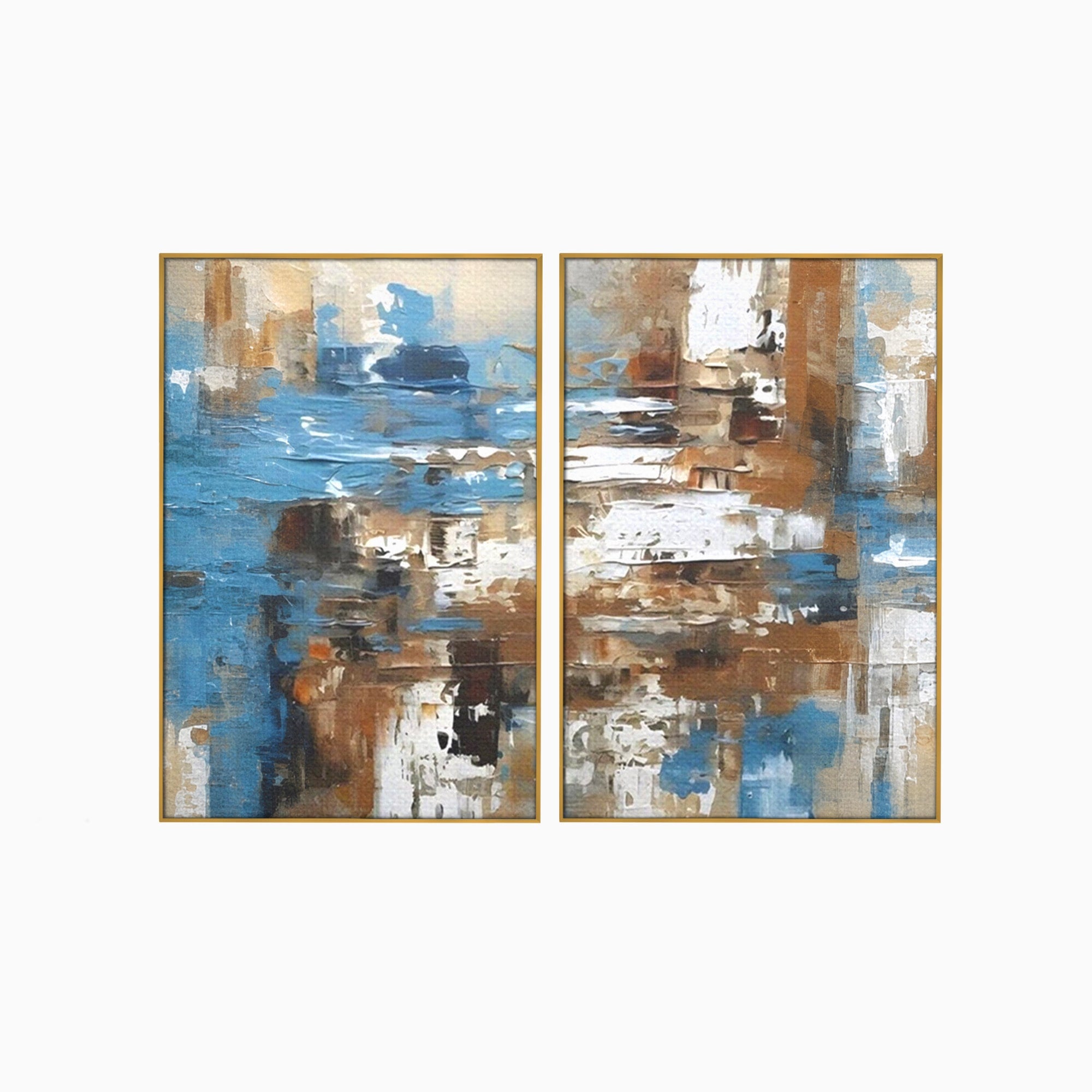 Set 2 Tablouri Canvas Premium LuxCanva® A2-1650, Painting Brown, Room, Decorativ, Cromatic, Abstract, Living, Culori Vibrante