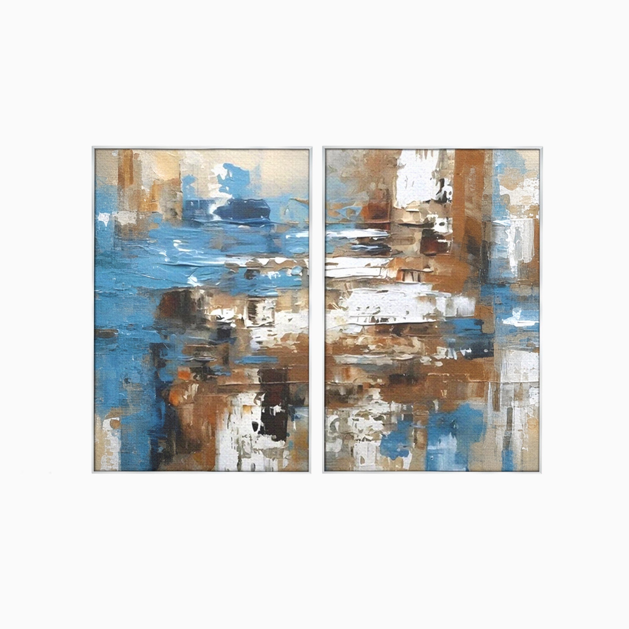 Set 2 Tablouri Canvas Premium LuxCanva® A2-1650, Painting Brown, Room, Decorativ, Cromatic, Abstract, Living, Culori Vibrante