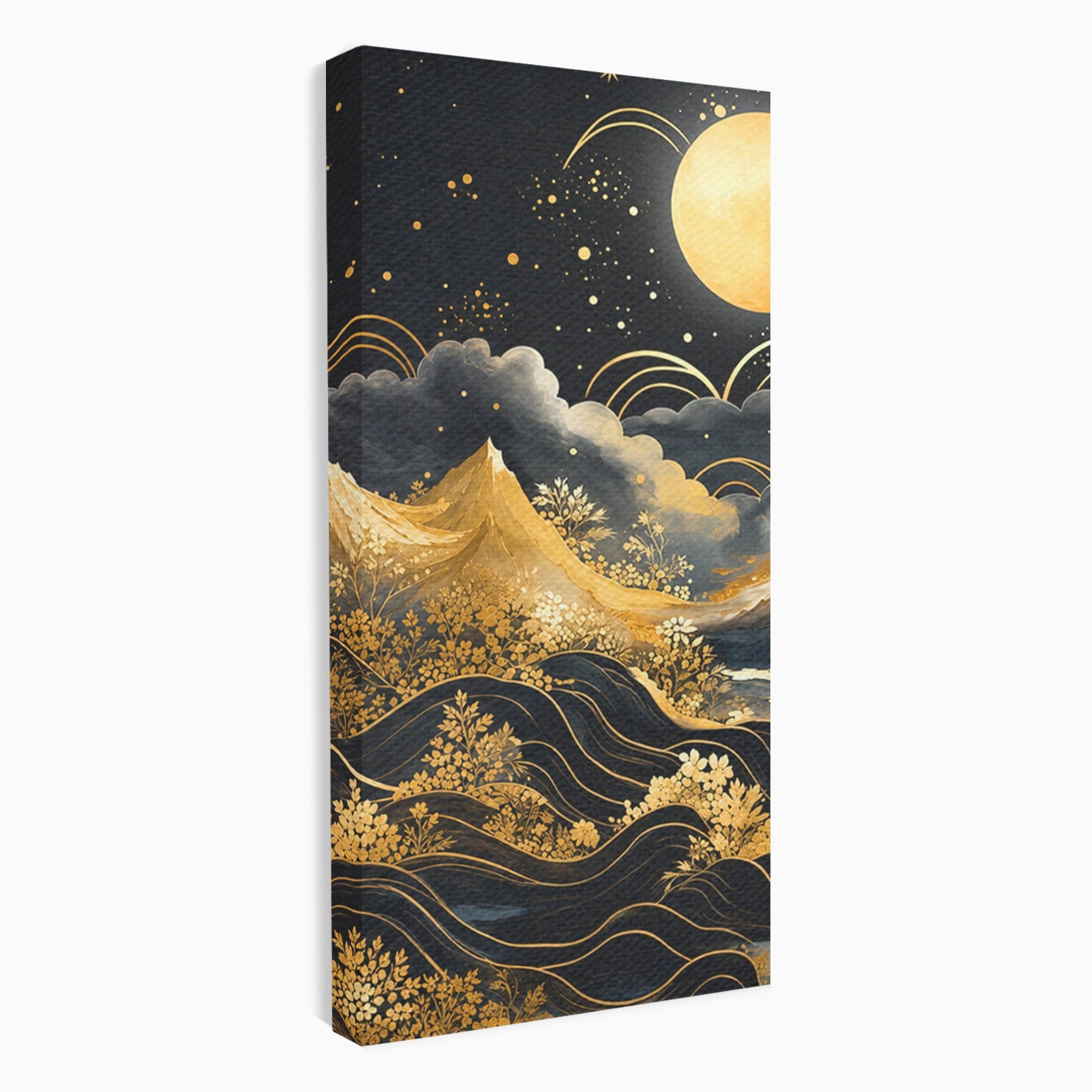 Set 2 Tablouri Canvas Premium LuxCanva® A2-1736, Luna Deasupra Muntilor, Luna, Munti, Peisaj, Noapte, Dormitor, Culori Vibrante