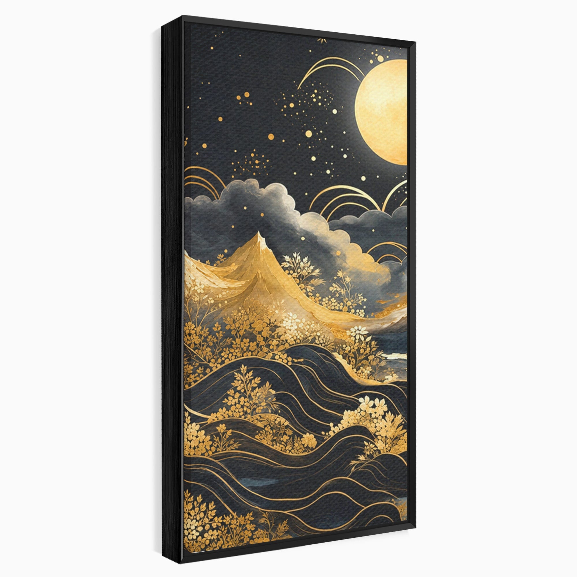 Set 2 Tablouri Canvas Premium LuxCanva® A2-1736, Luna Deasupra Muntilor, Luna, Munti, Peisaj, Noapte, Dormitor, Culori Vibrante