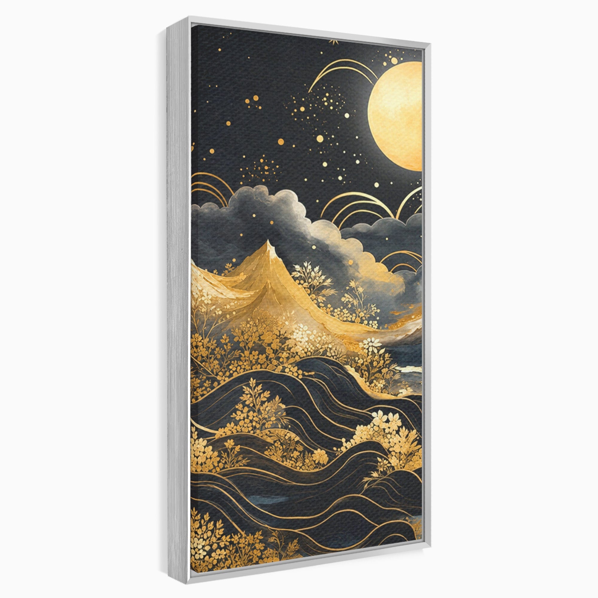 Set 2 Tablouri Canvas Premium LuxCanva® A2-1736, Luna Deasupra Muntilor, Luna, Munti, Peisaj, Noapte, Dormitor, Culori Vibrante